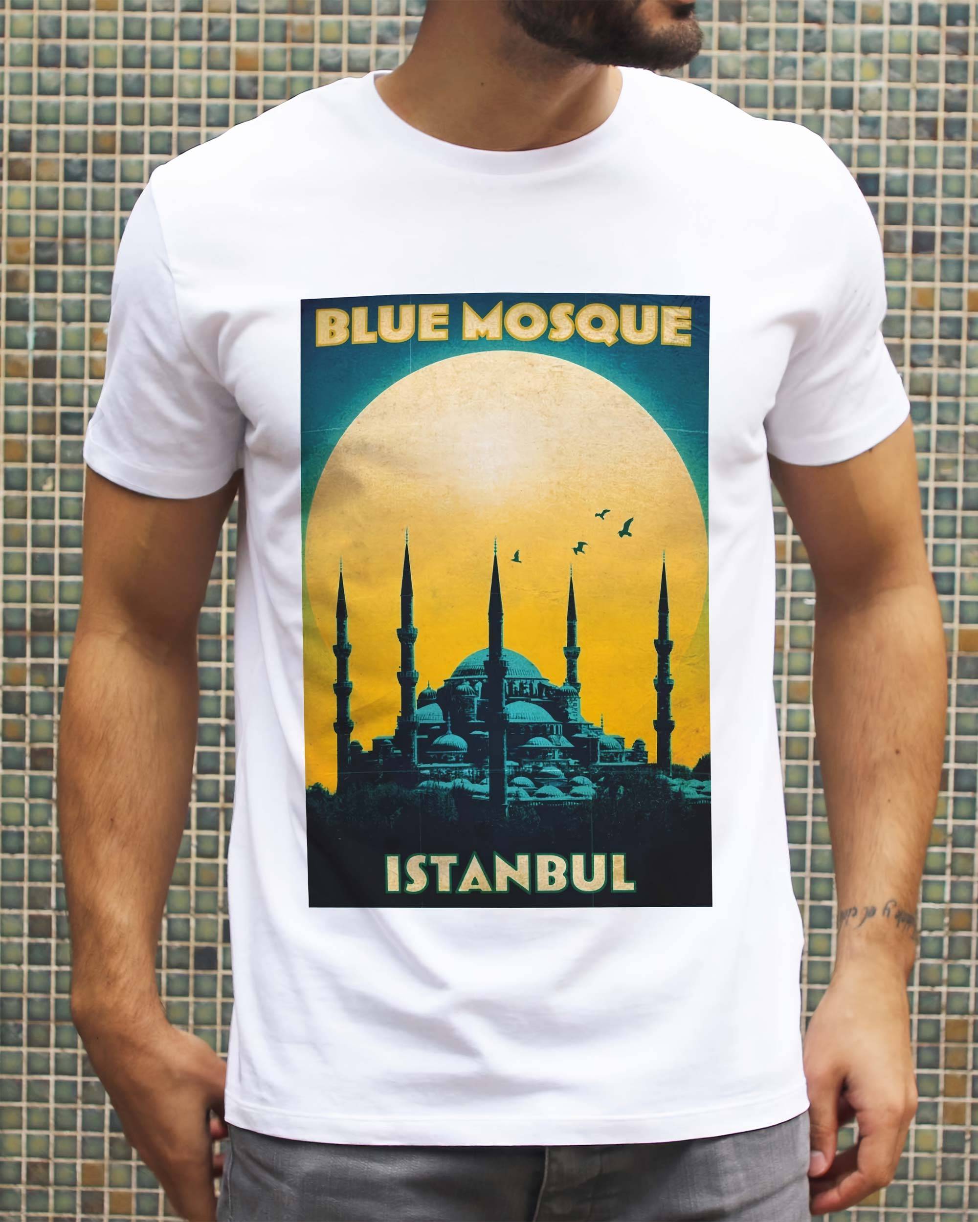 T-shirt Mosquée Bleue de couleur Blanc