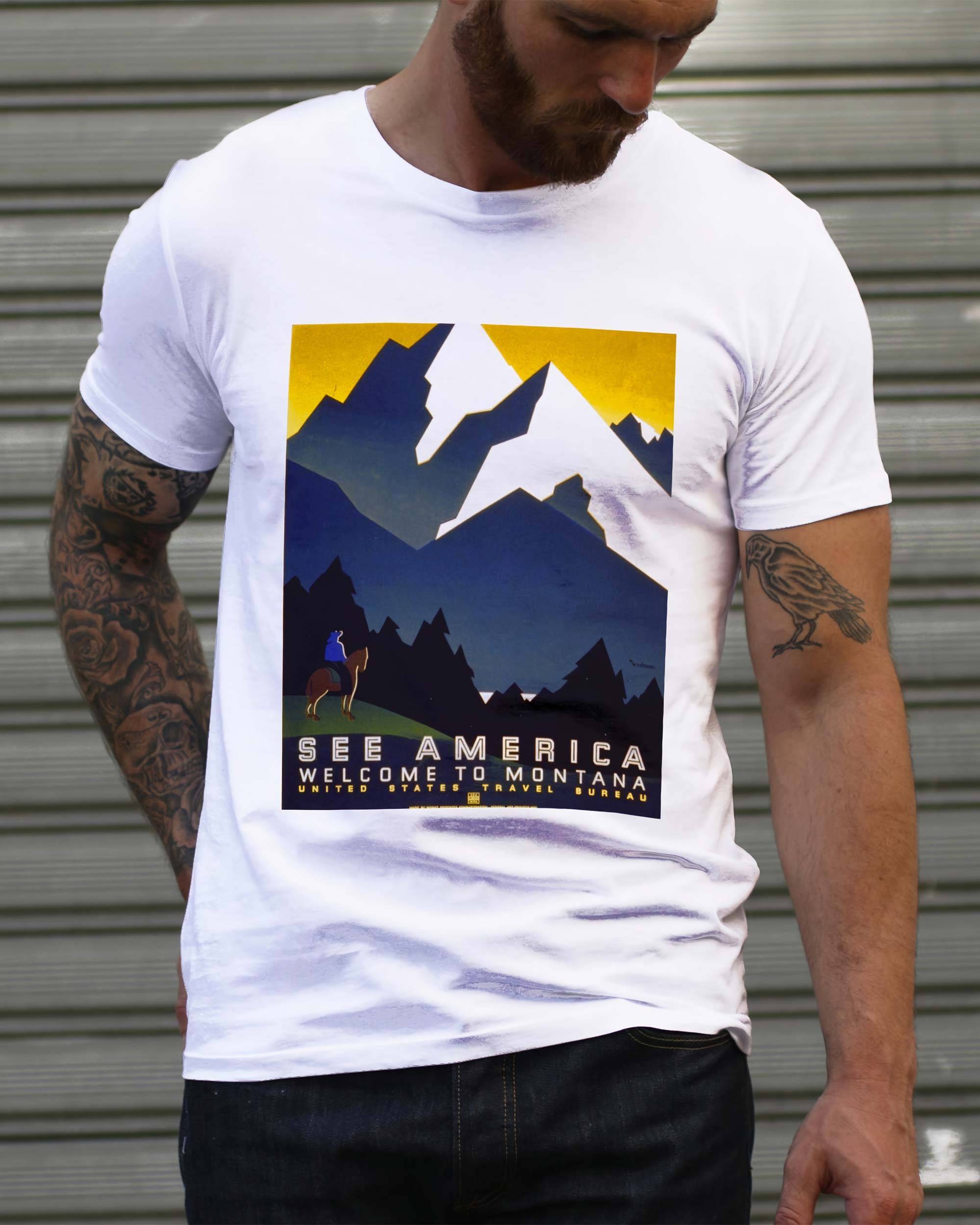 T-shirt Montana de couleur Blanc