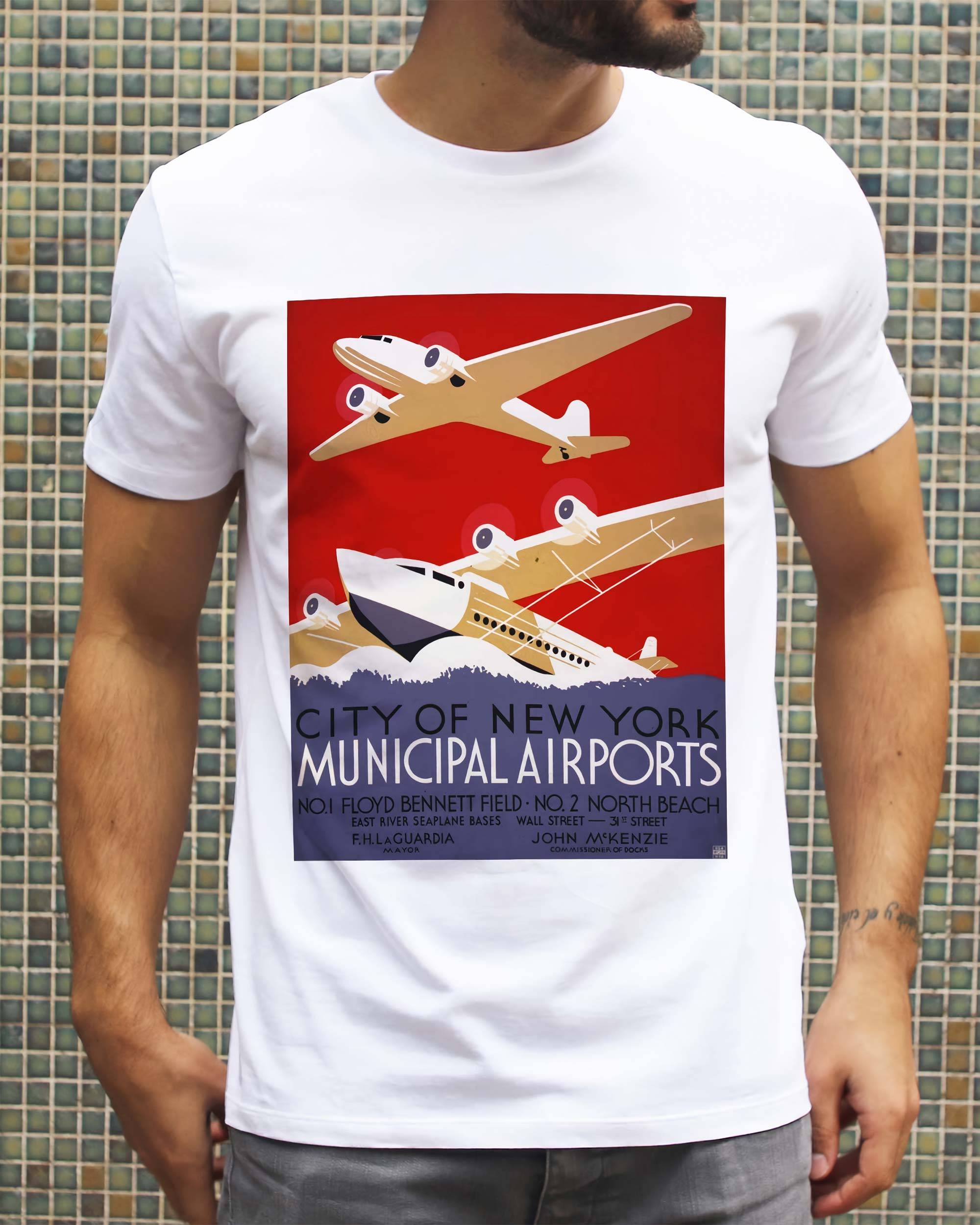 T-shirt New York Municipal Airport de couleur Blanc
