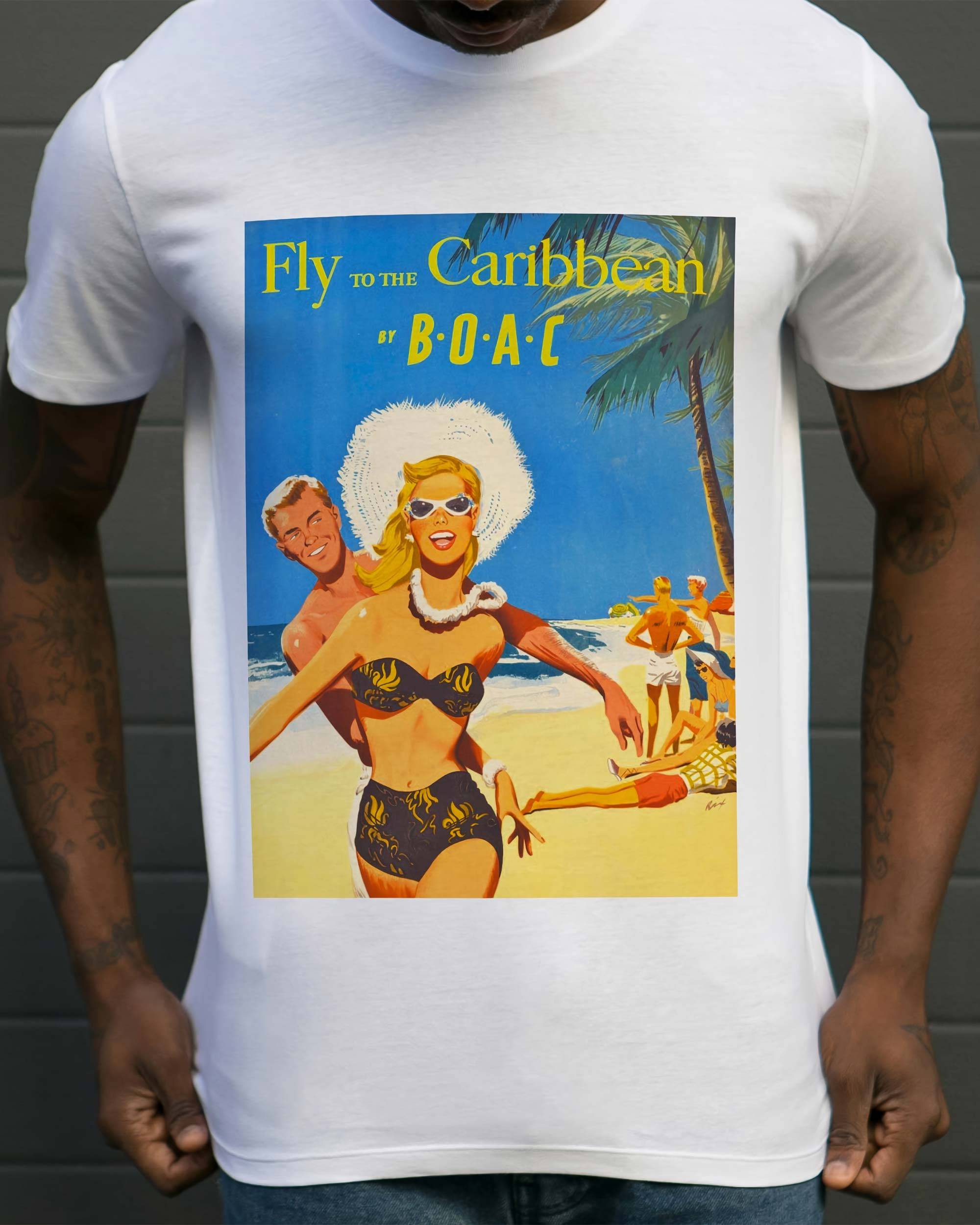 T-shirt Fly To The Caribbean de couleur Blanc