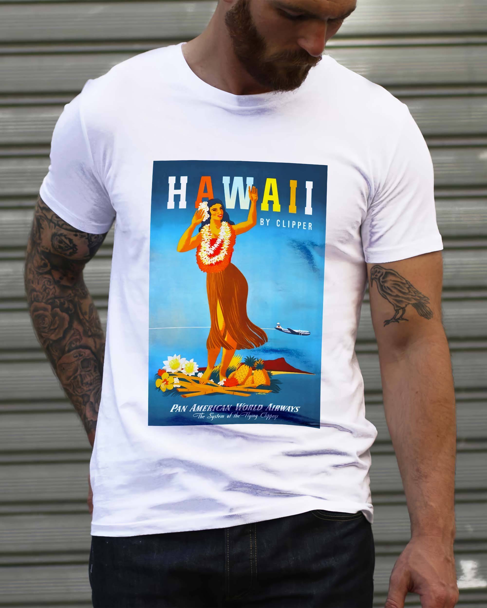 T-shirt Hawaii de couleur Blanc