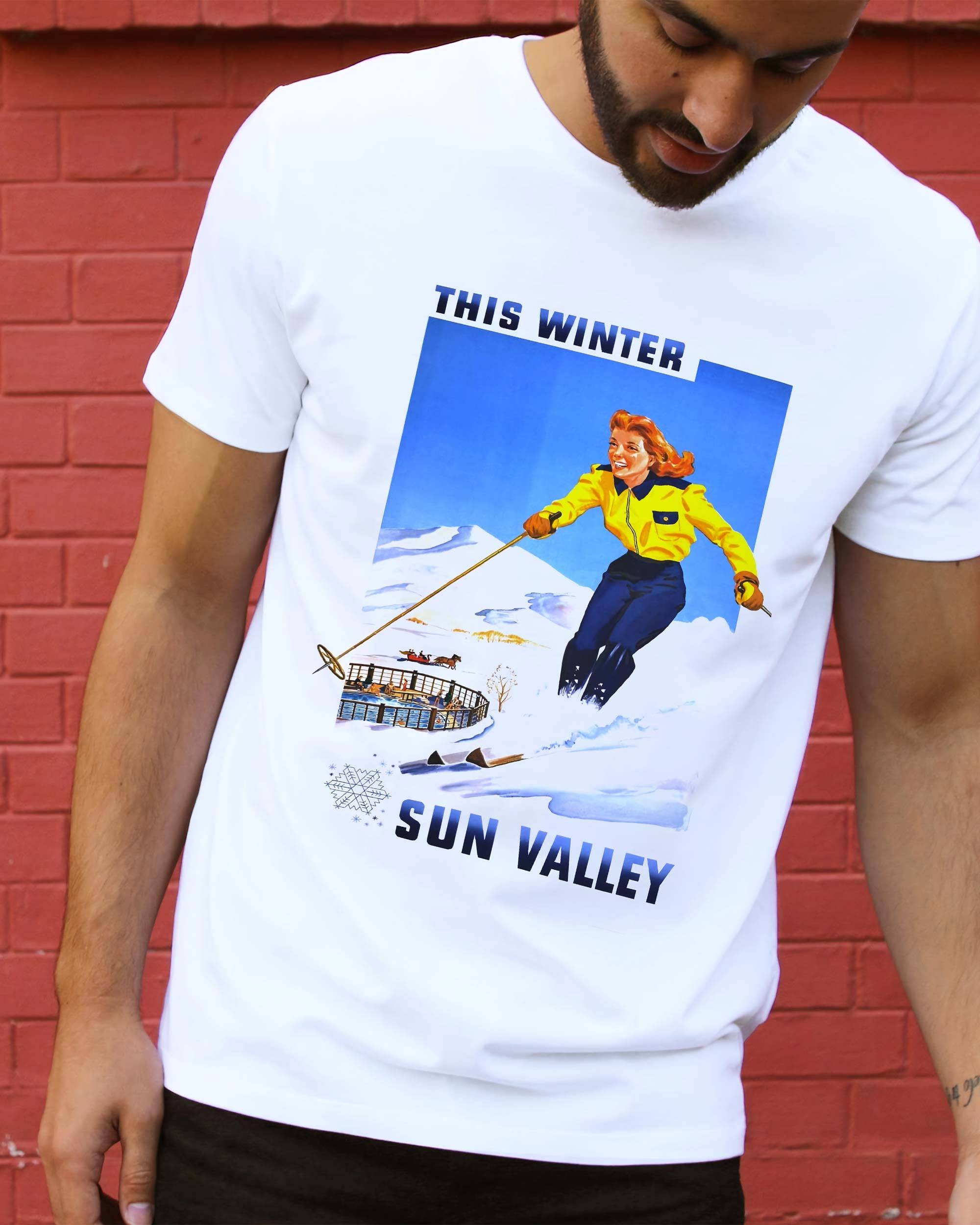T-shirt Sun Valley Ski de couleur Blanc