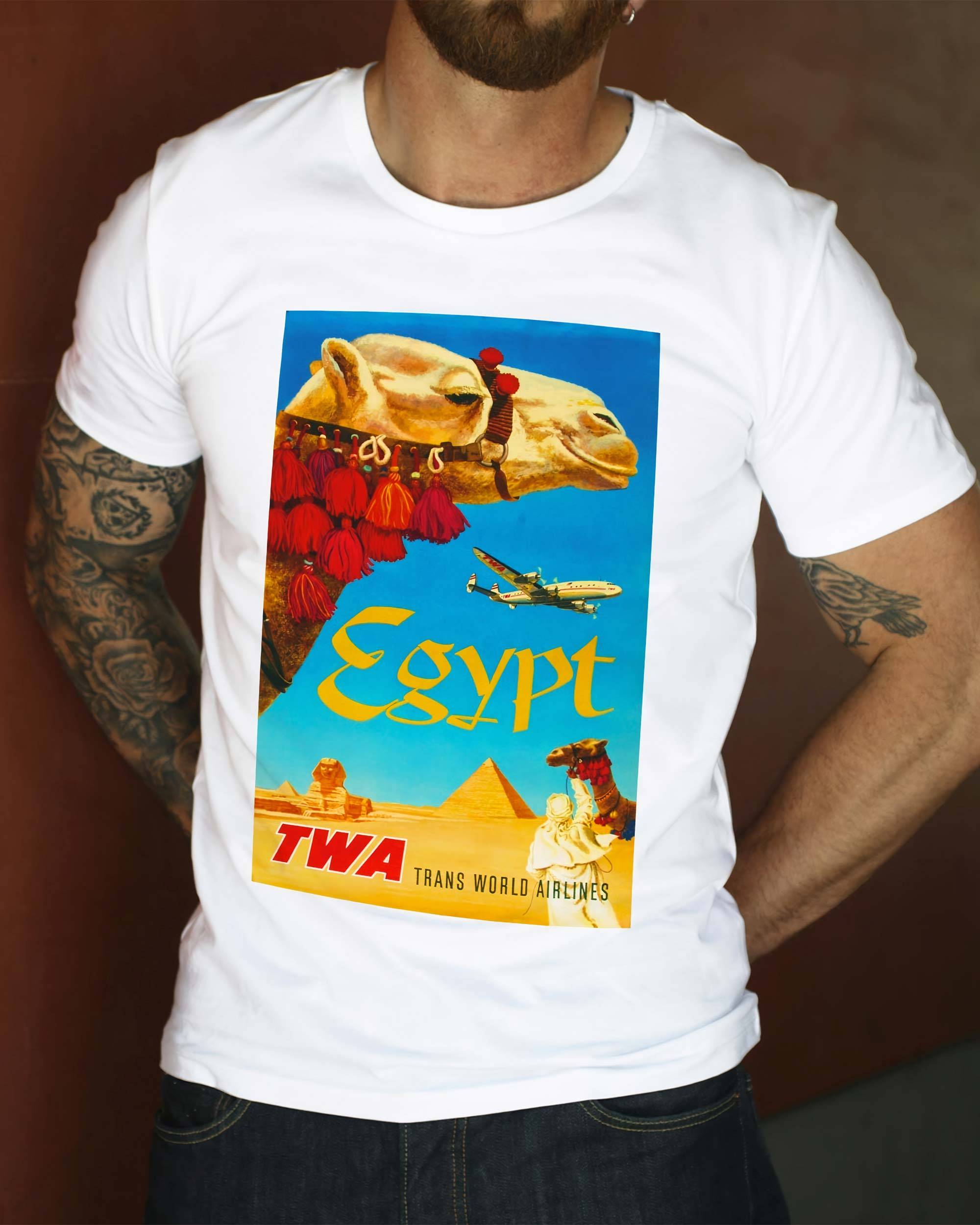 T-shirt Egypt TWA de couleur Blanc