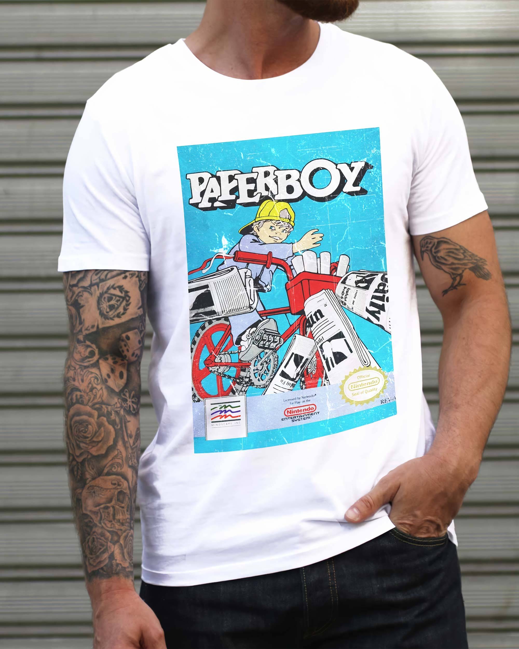 T-shirt Paperboy de couleur Blanc