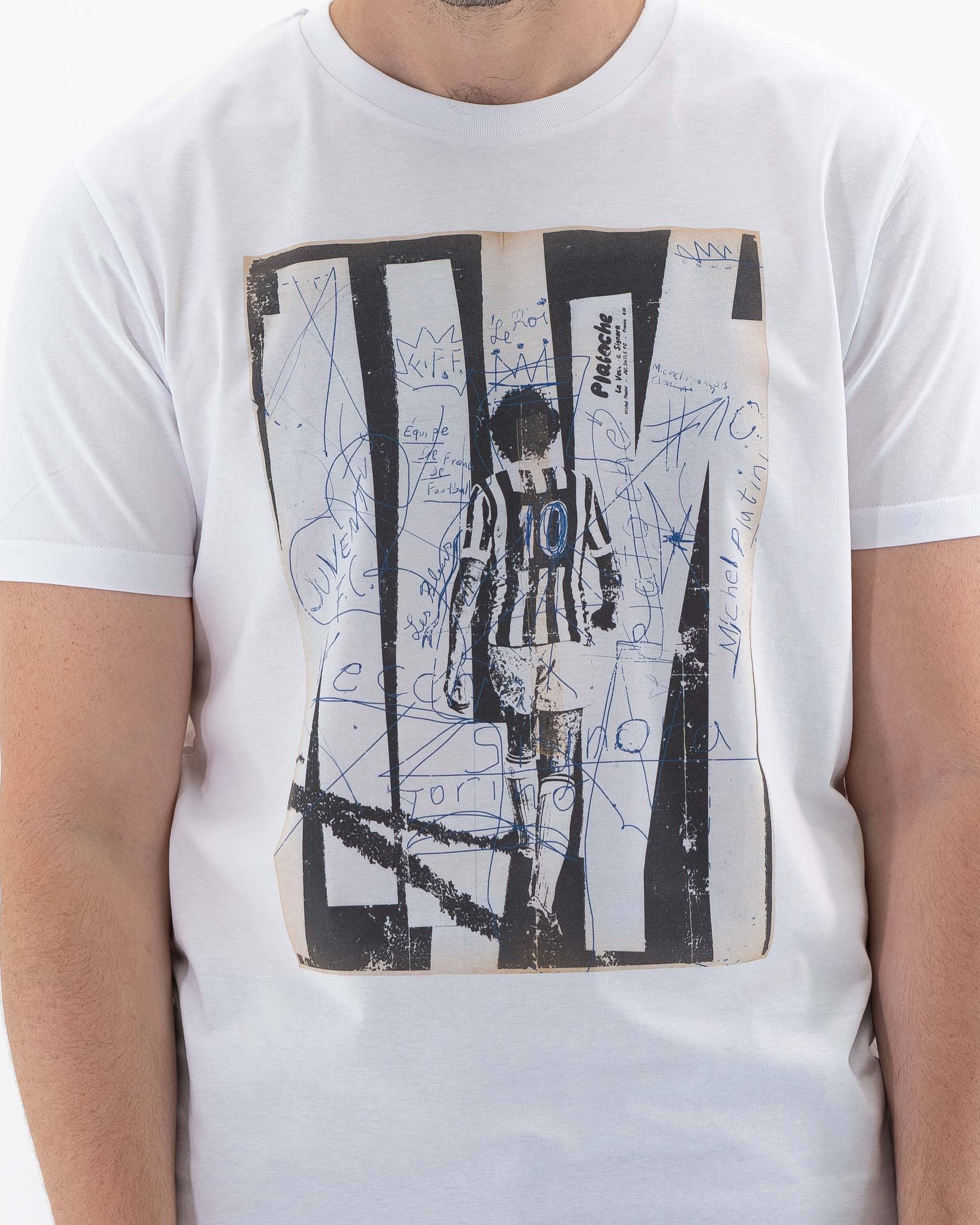 T-shirt Platini Juventus de couleur Blanc par Sucker For Soccer
