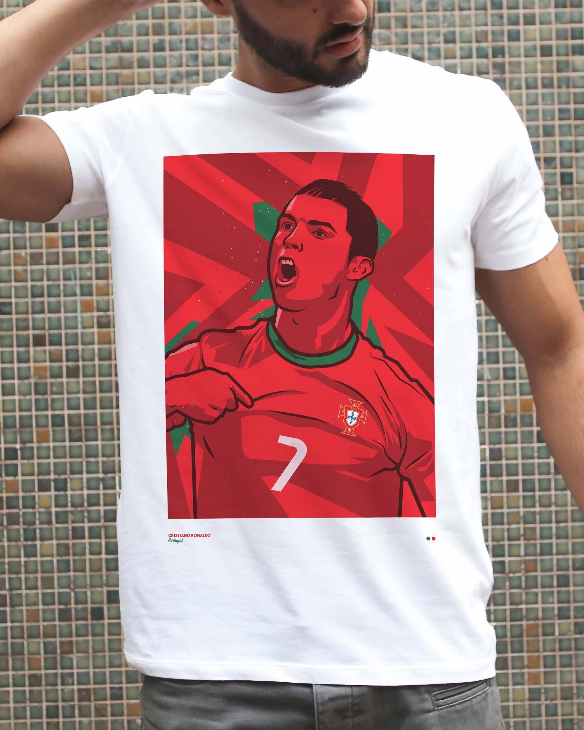 T-shirt Ronaldo Portugal de couleur Blanc par Kieran Carroll