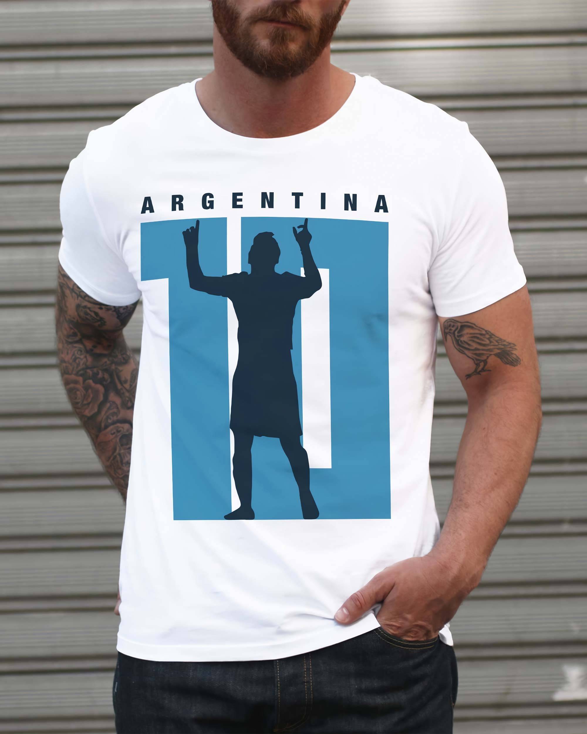 T-shirt Messi Argentina de couleur Blanc par Mohammad Rasoulipour