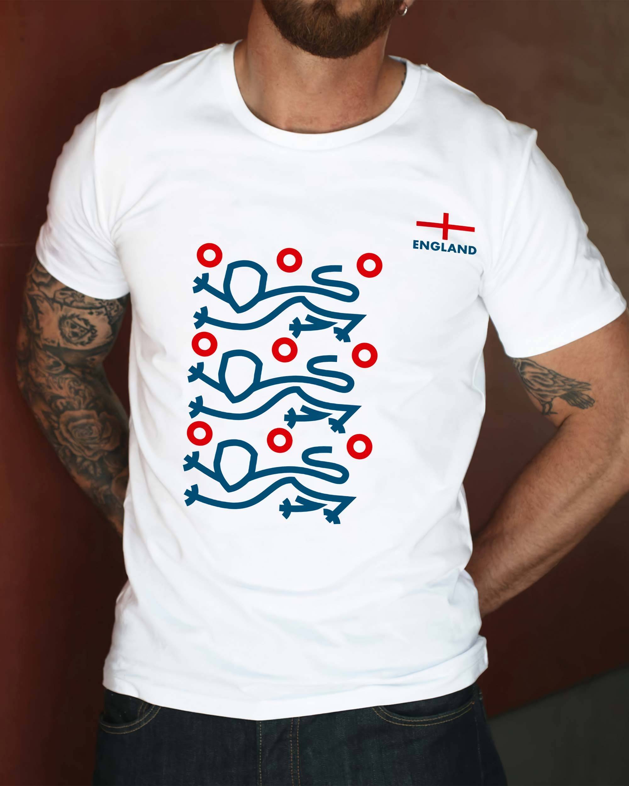 T-shirt England 3 Lions de couleur Blanc par Mohammad Rasoulipour