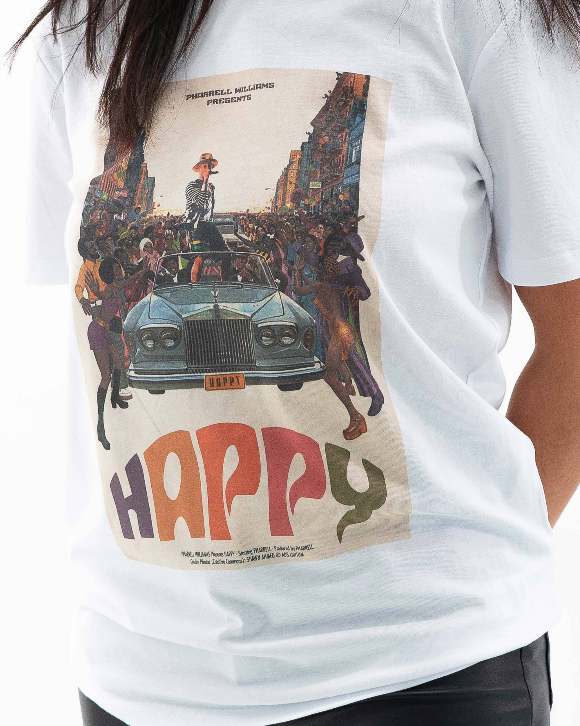 T-shirt Happy de couleur Blanc par Ads Libitum