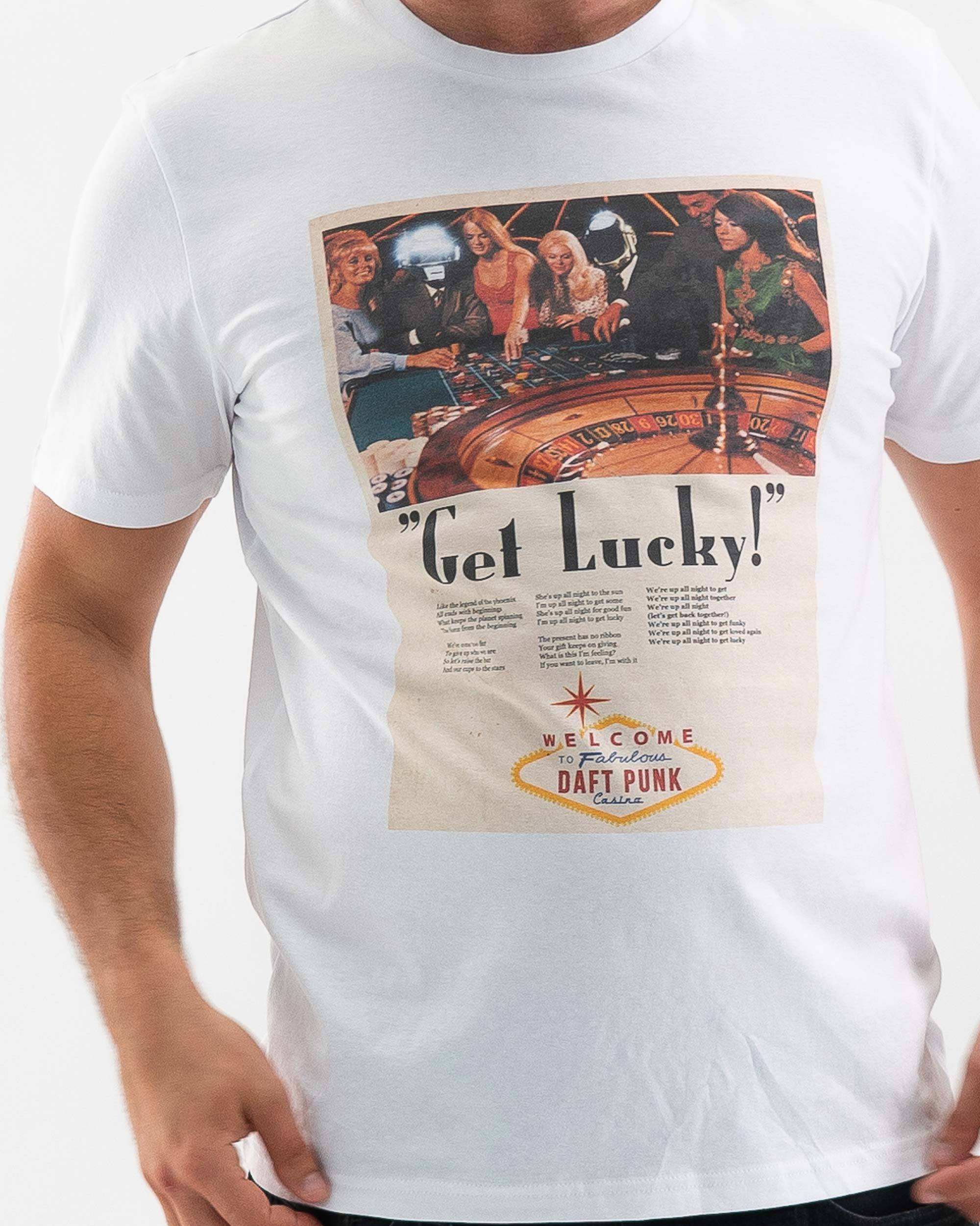 T-shirt Get Lucky de couleur Blanc par Ads Libitum