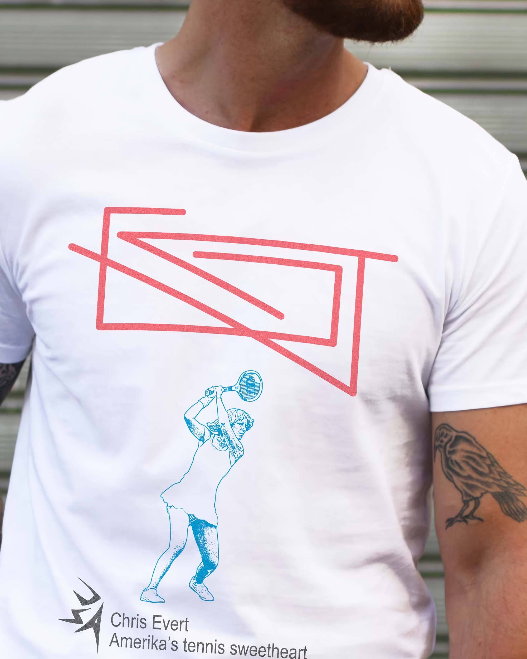 T-shirt Chris Evert de couleur Blanc par Love Means Nothing