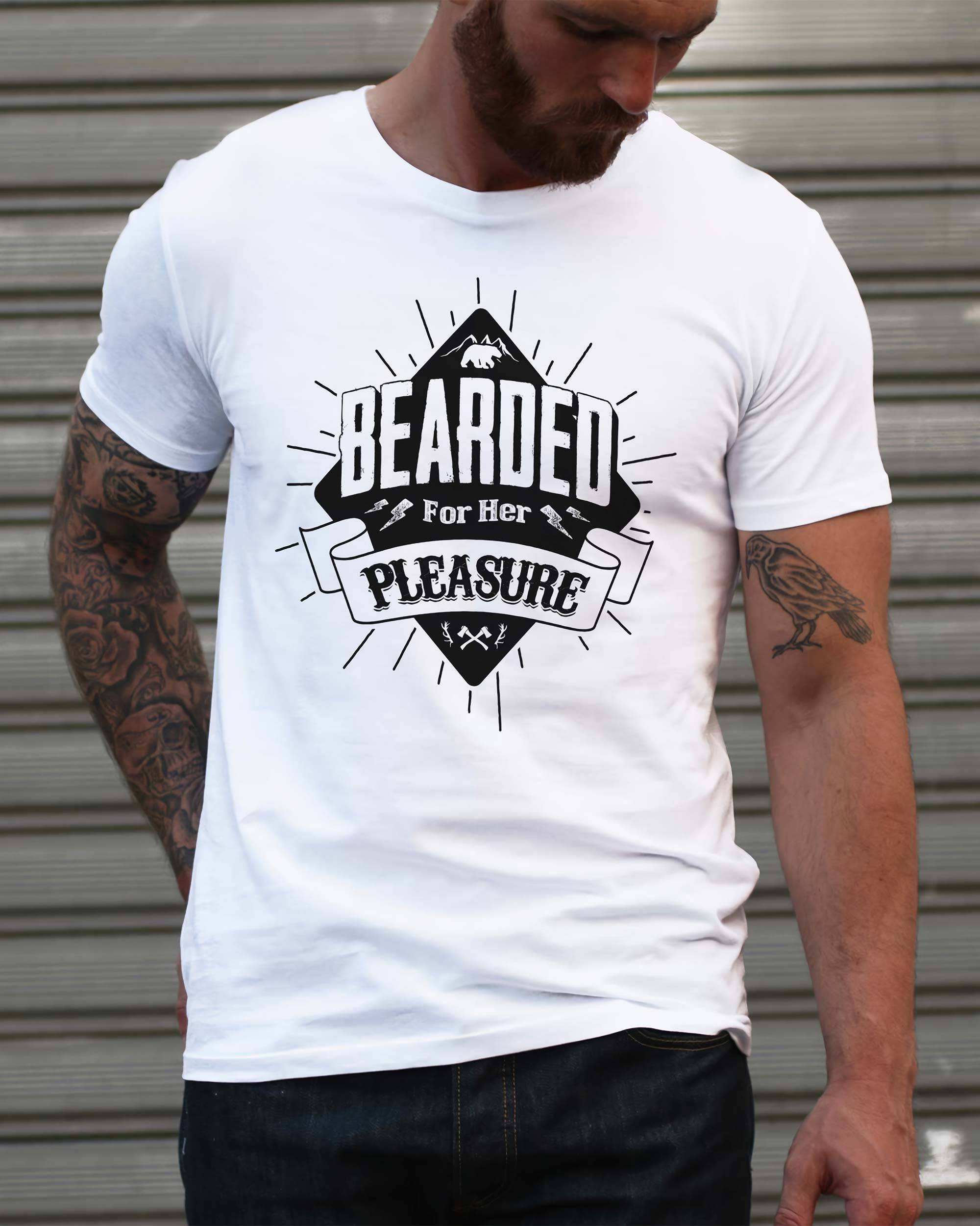 T-shirt Bearded For Her Pleasure de couleur Blanc par Snevi