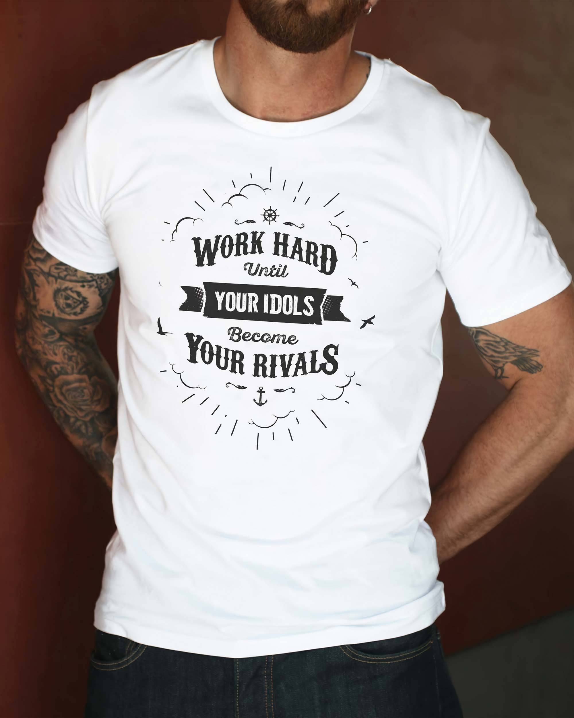 T-shirt Work Hard de couleur Blanc par Snevi