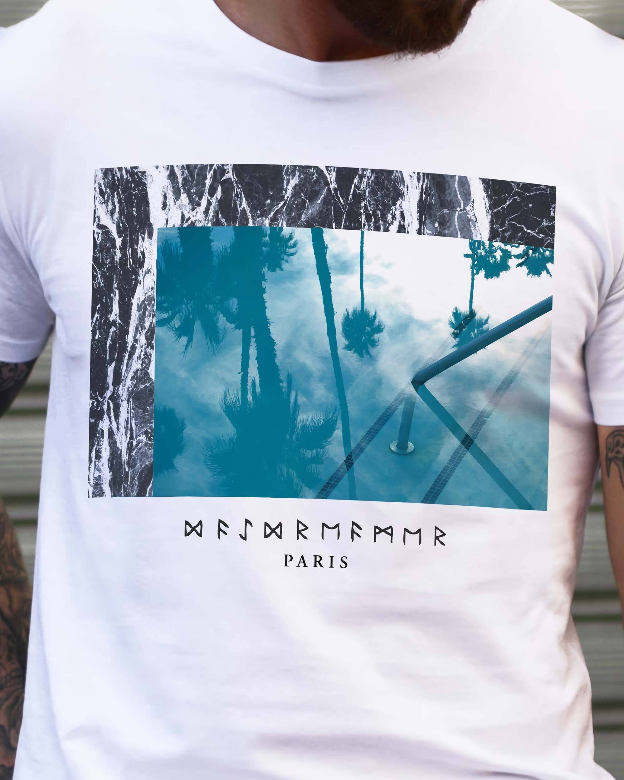 T-shirt Palmtrees X Swimming Pool de couleur Blanc par Daydreamer