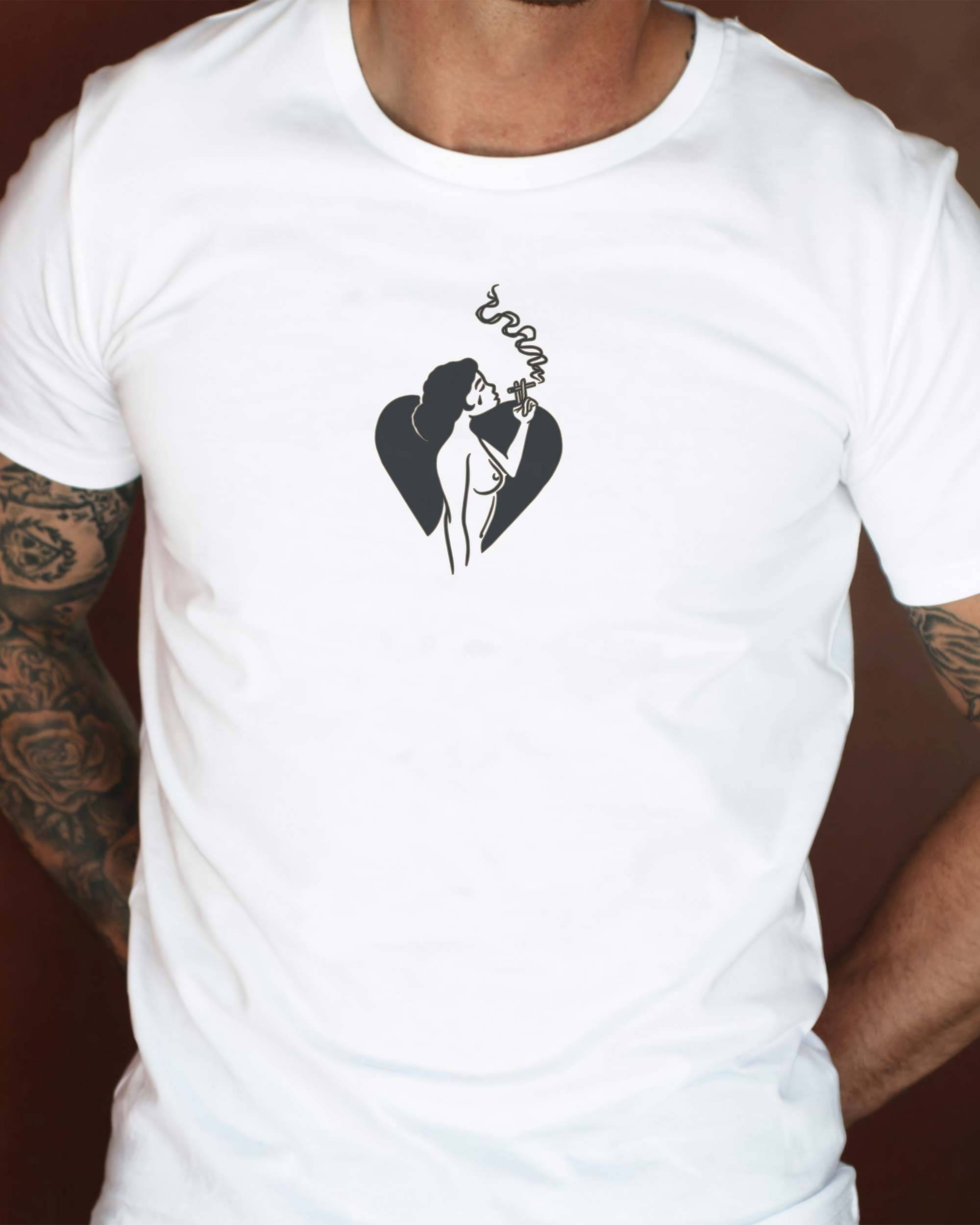 T-shirt Smoko de couleur Blanc par Thymoos