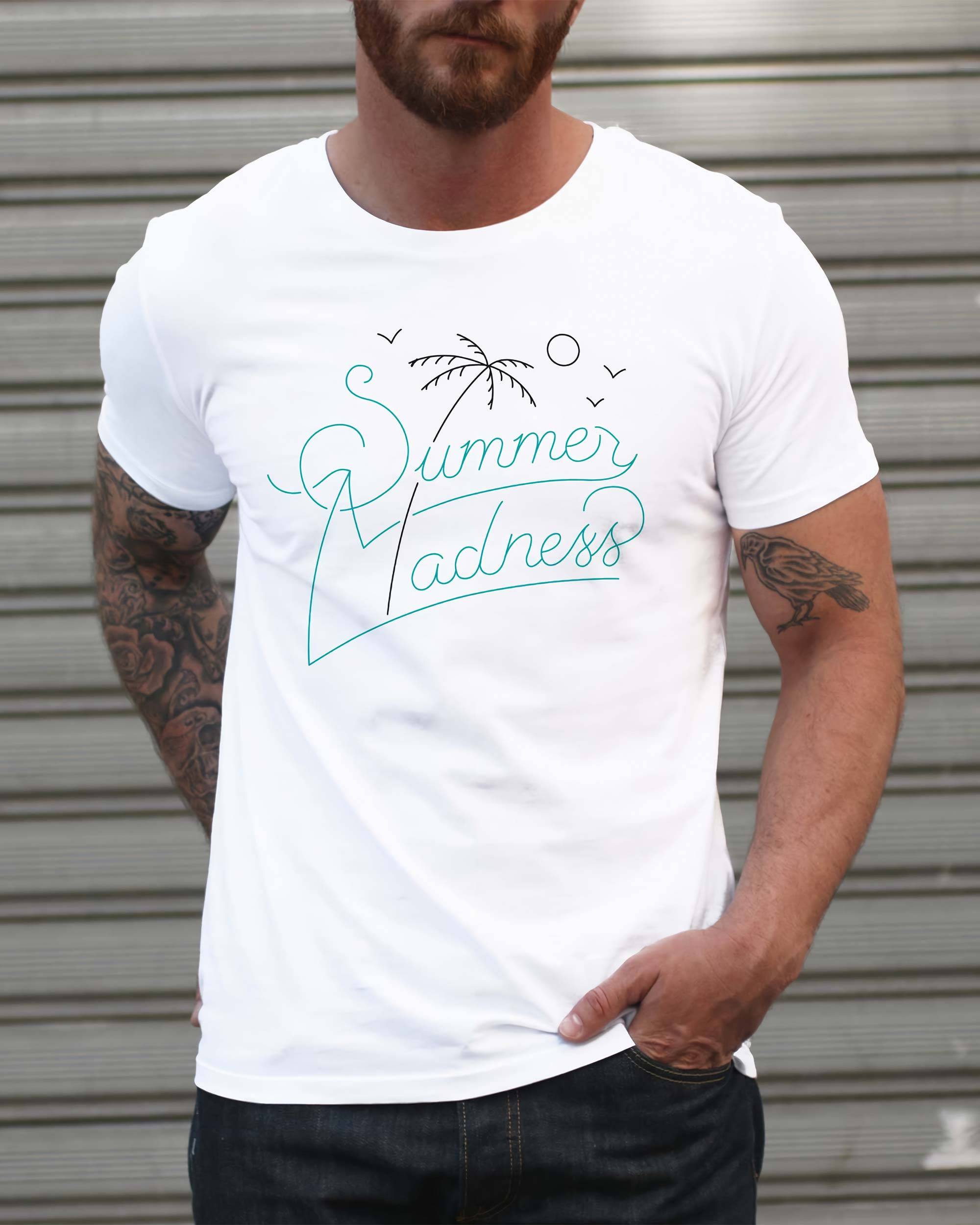 T-shirt Summer Madness de couleur Blanc par Thymoos