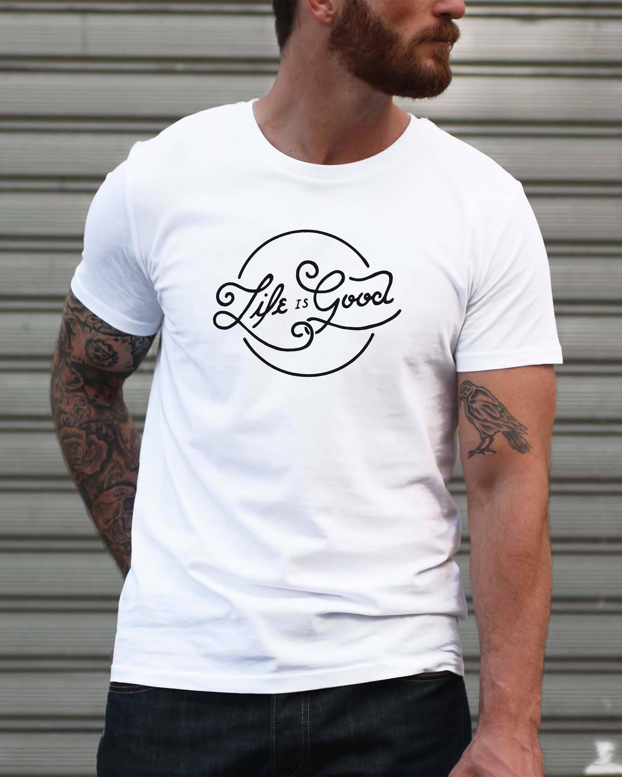 T-shirt Life Is Good de couleur Blanc par Thymoos