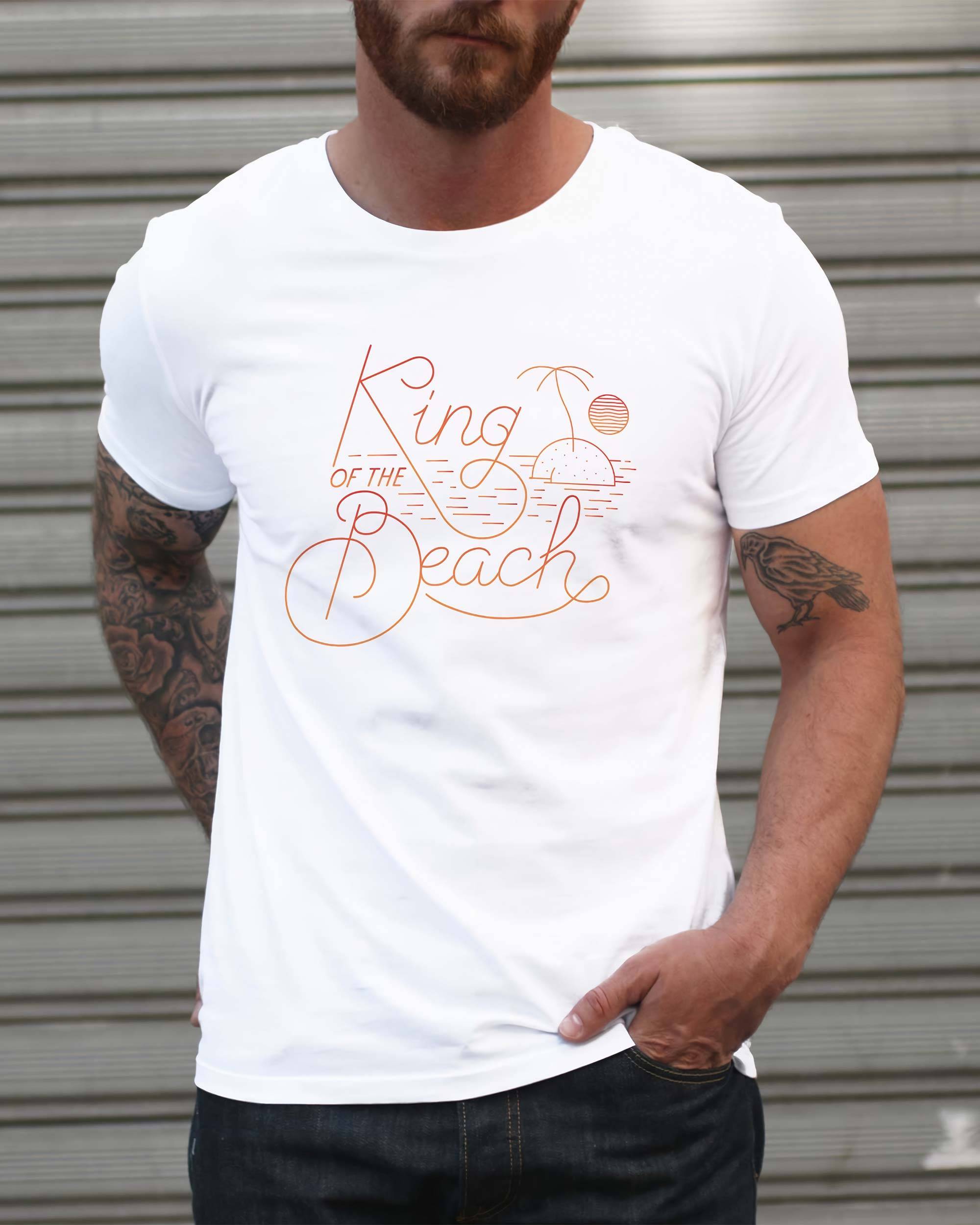 T-shirt King Of The Beach de couleur Blanc par Thymoos