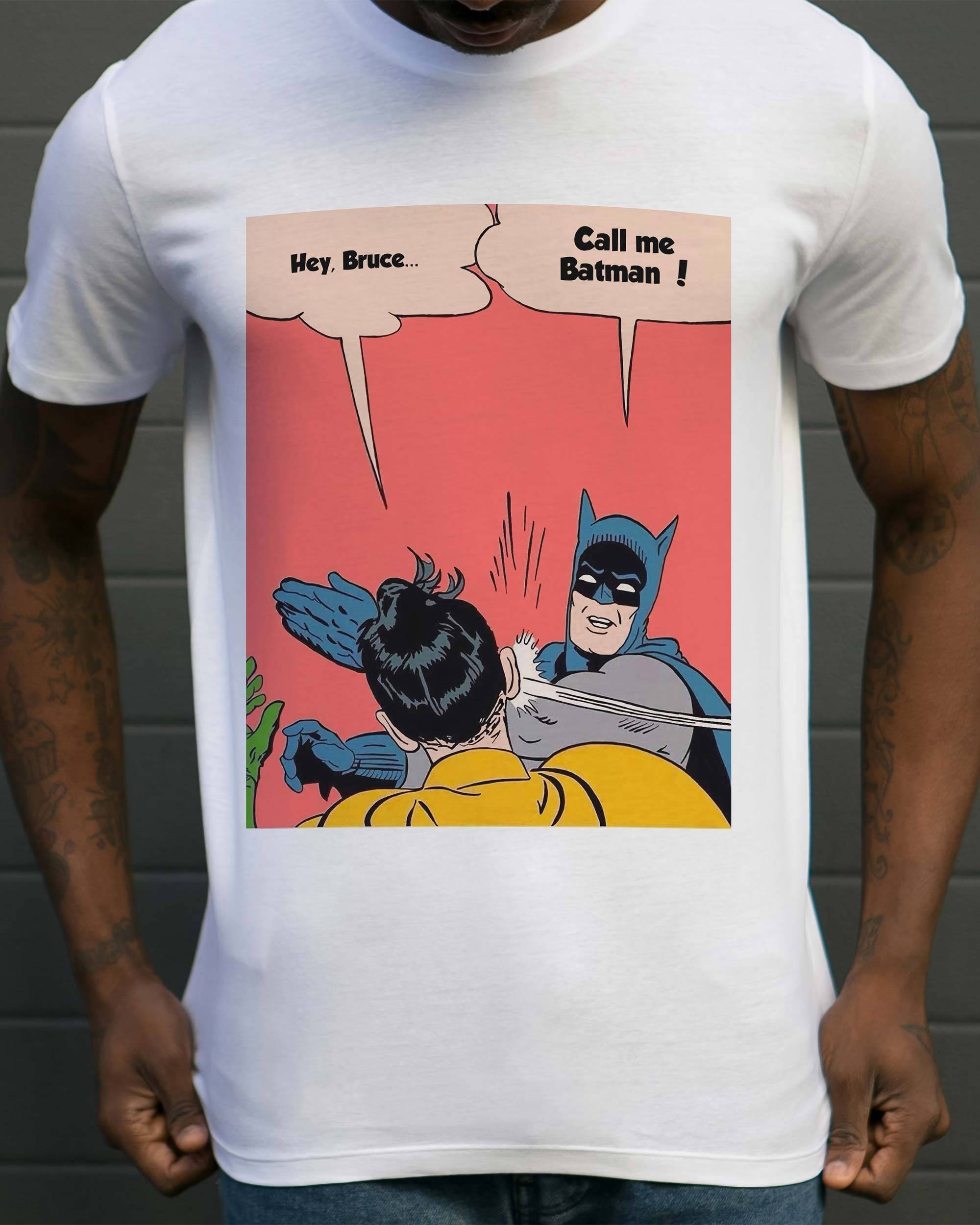 T-shirt Call Me Batman de couleur Blanc
