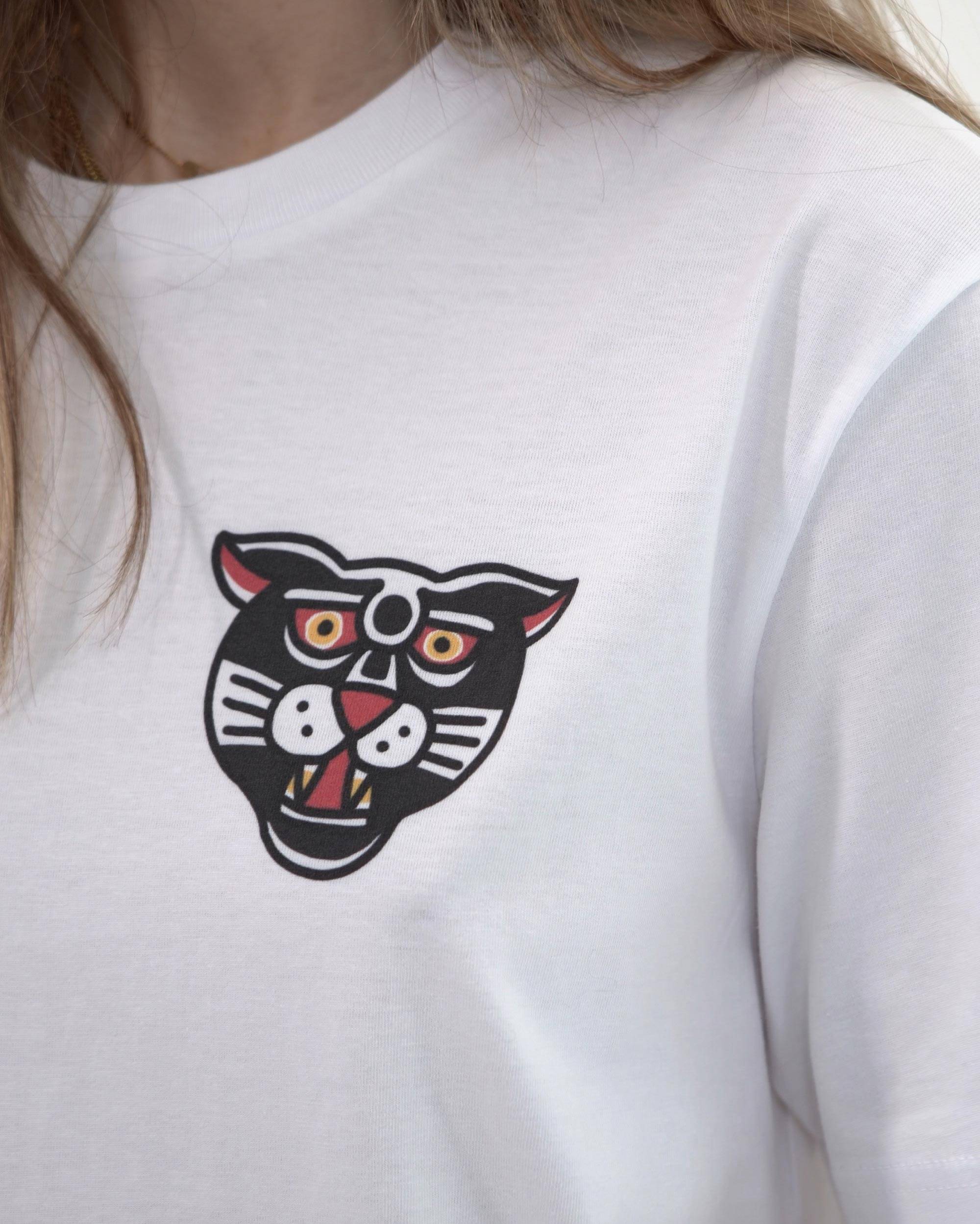 T-shirt Black Panther (print coeur) de couleur Blanc par Barmco