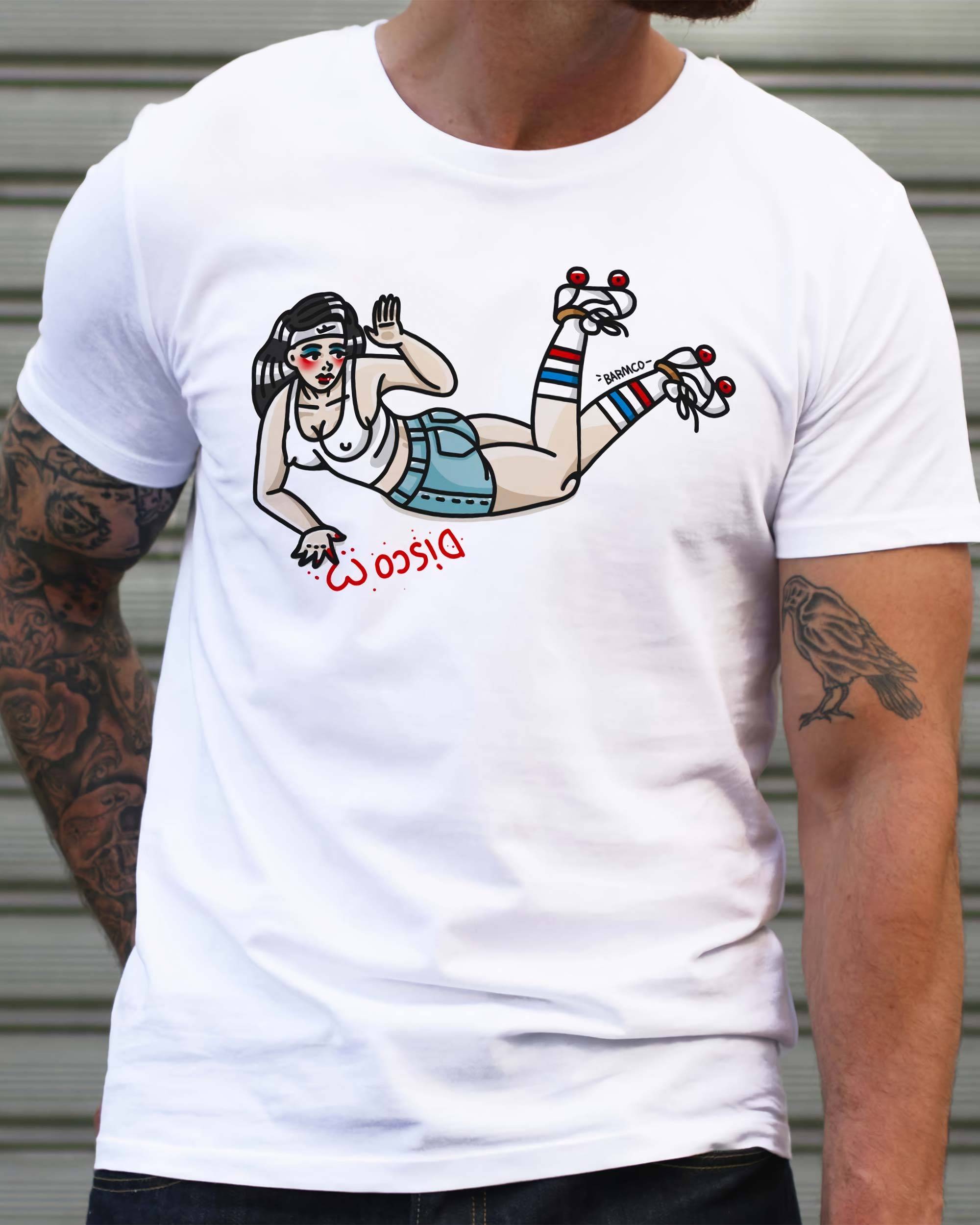 T-shirt Roller Disco de couleur Blanc par Barmco