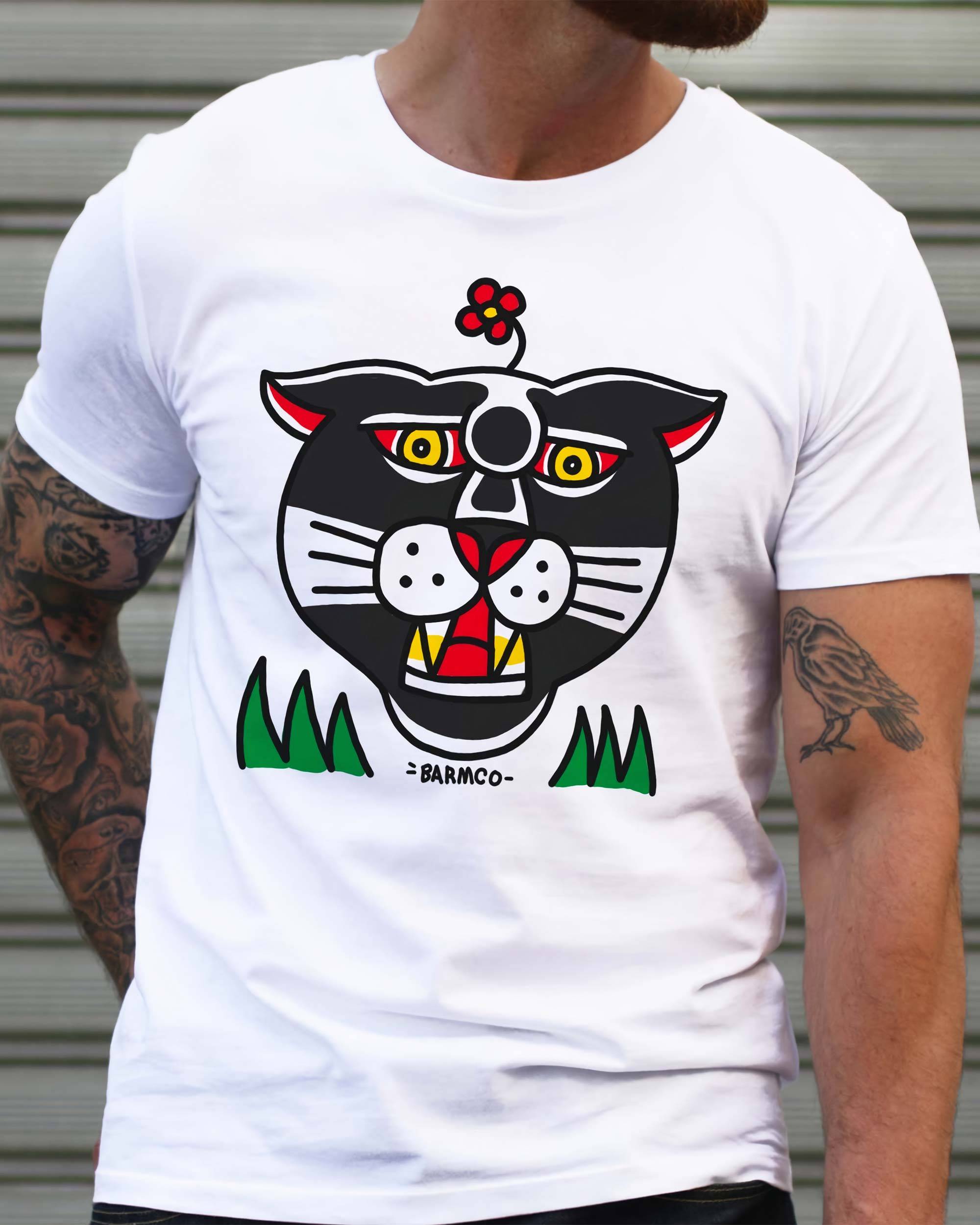 T-shirt Black Panther Psyche de couleur Blanc par Barmco