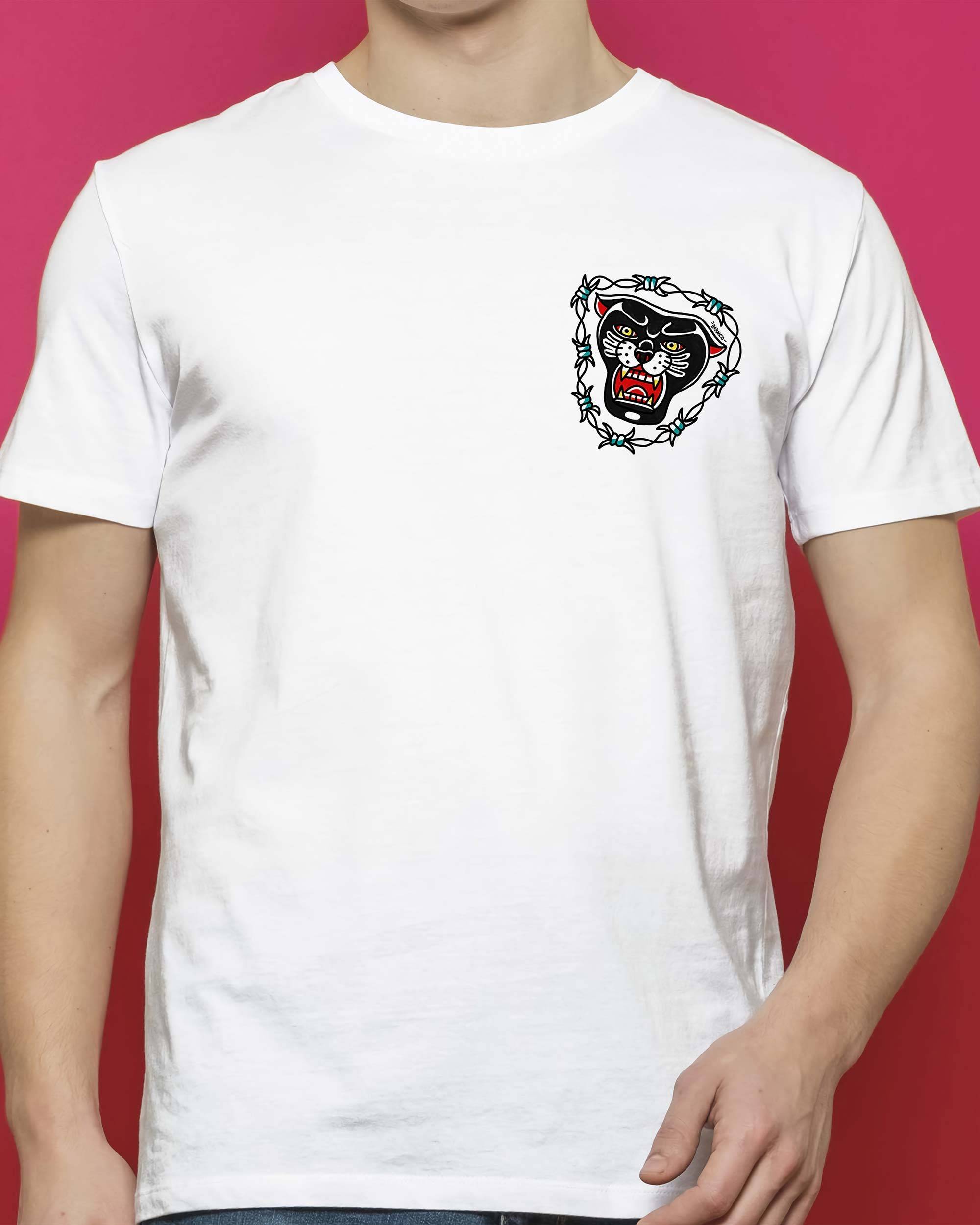 T-shirt Panthère Noire Jungle de couleur Blanc par Barmco