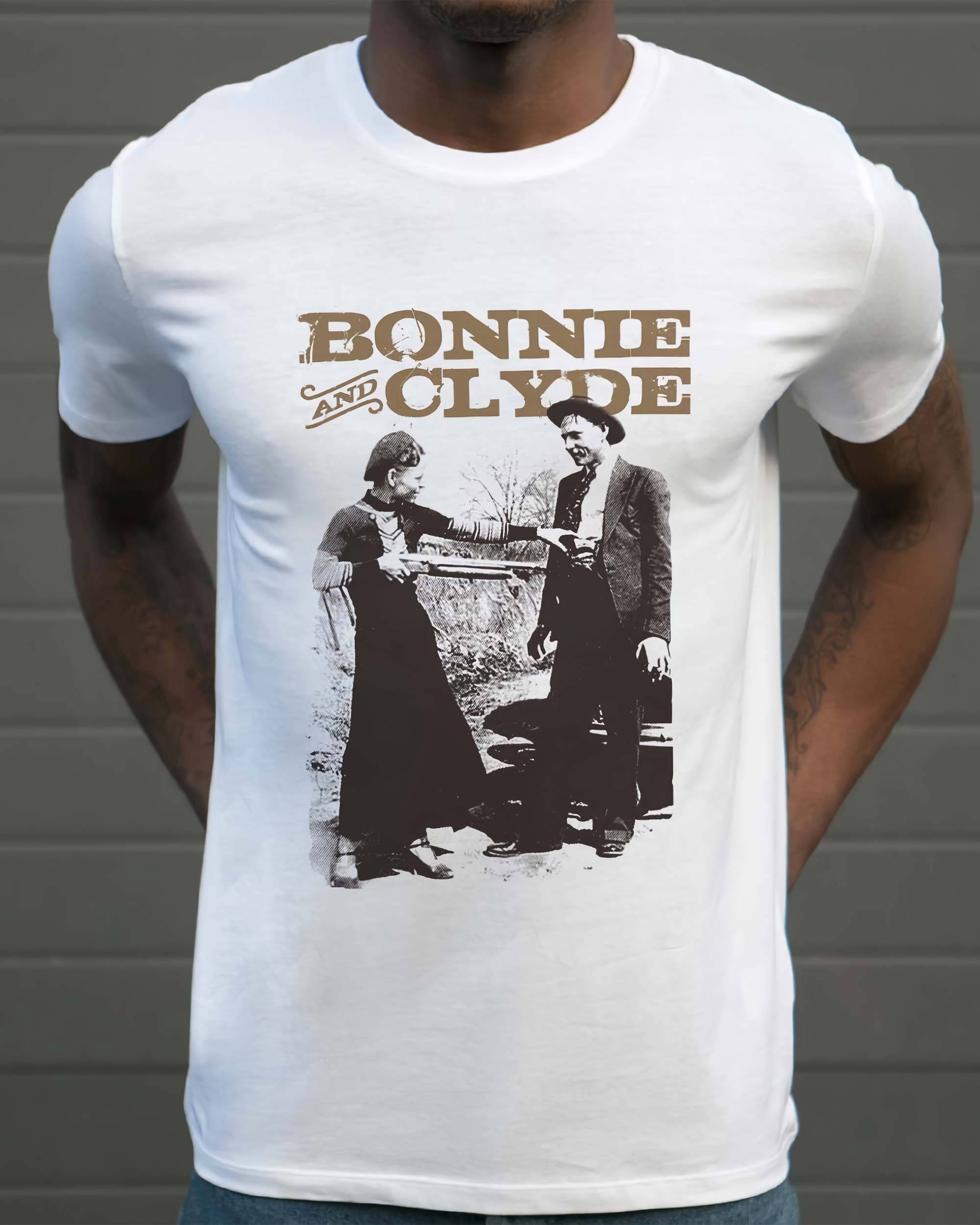 T-shirt Bonnie and Clyde de couleur Blanc par Coontak
