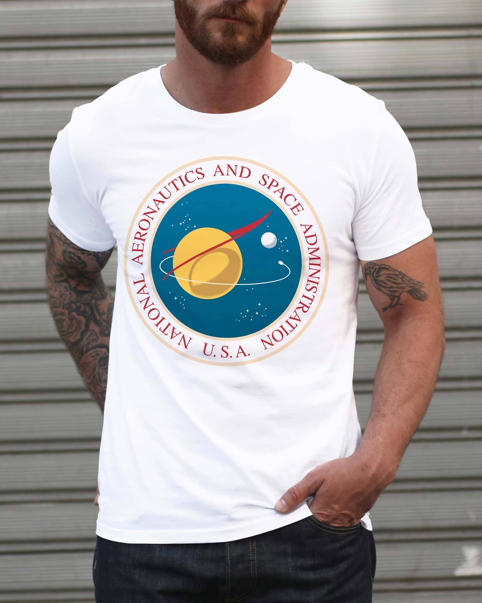 T-shirt NASA Vintage de couleur Blanc