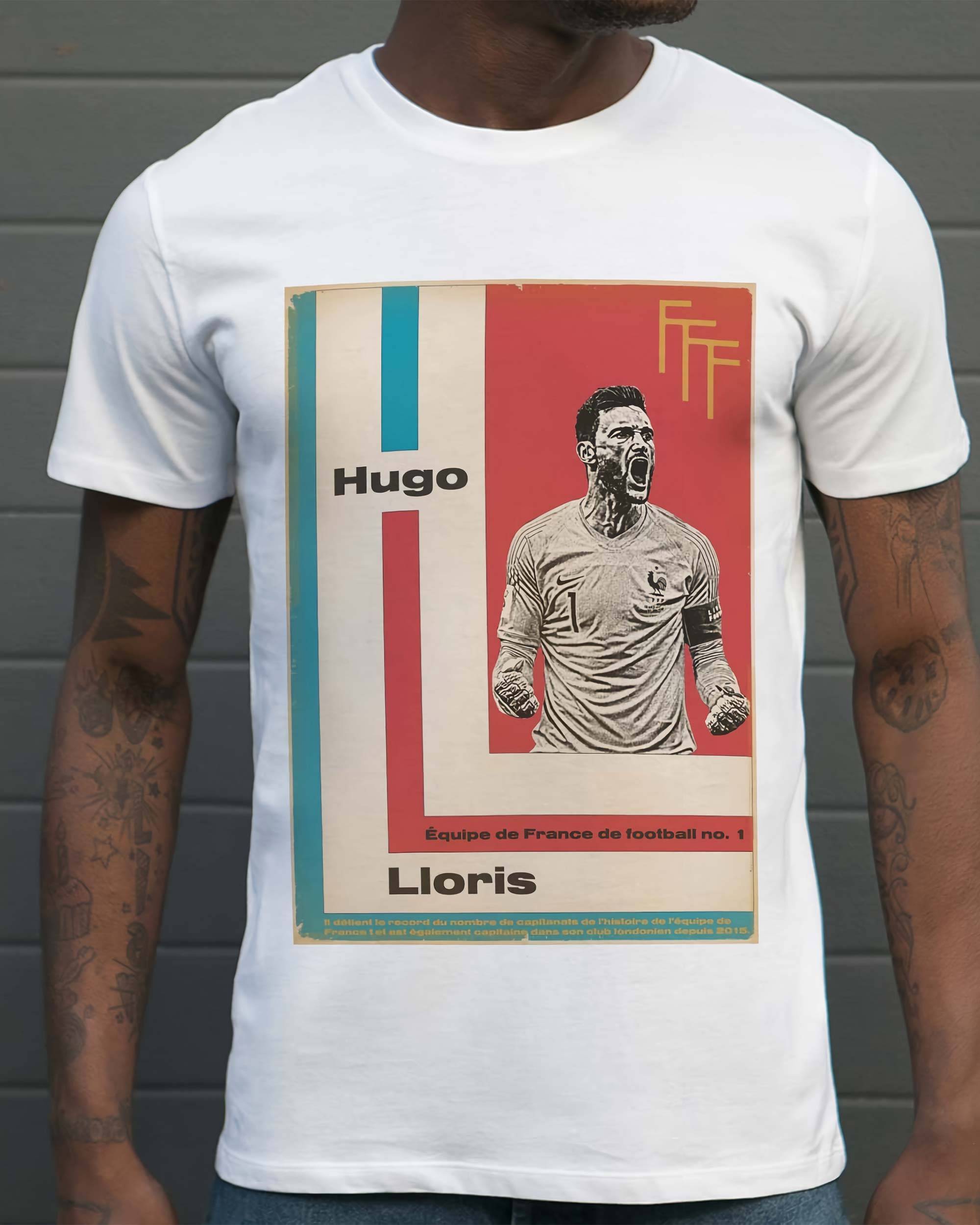 T-shirt Hugo Lloris de couleur Blanc par Sucker For Soccer