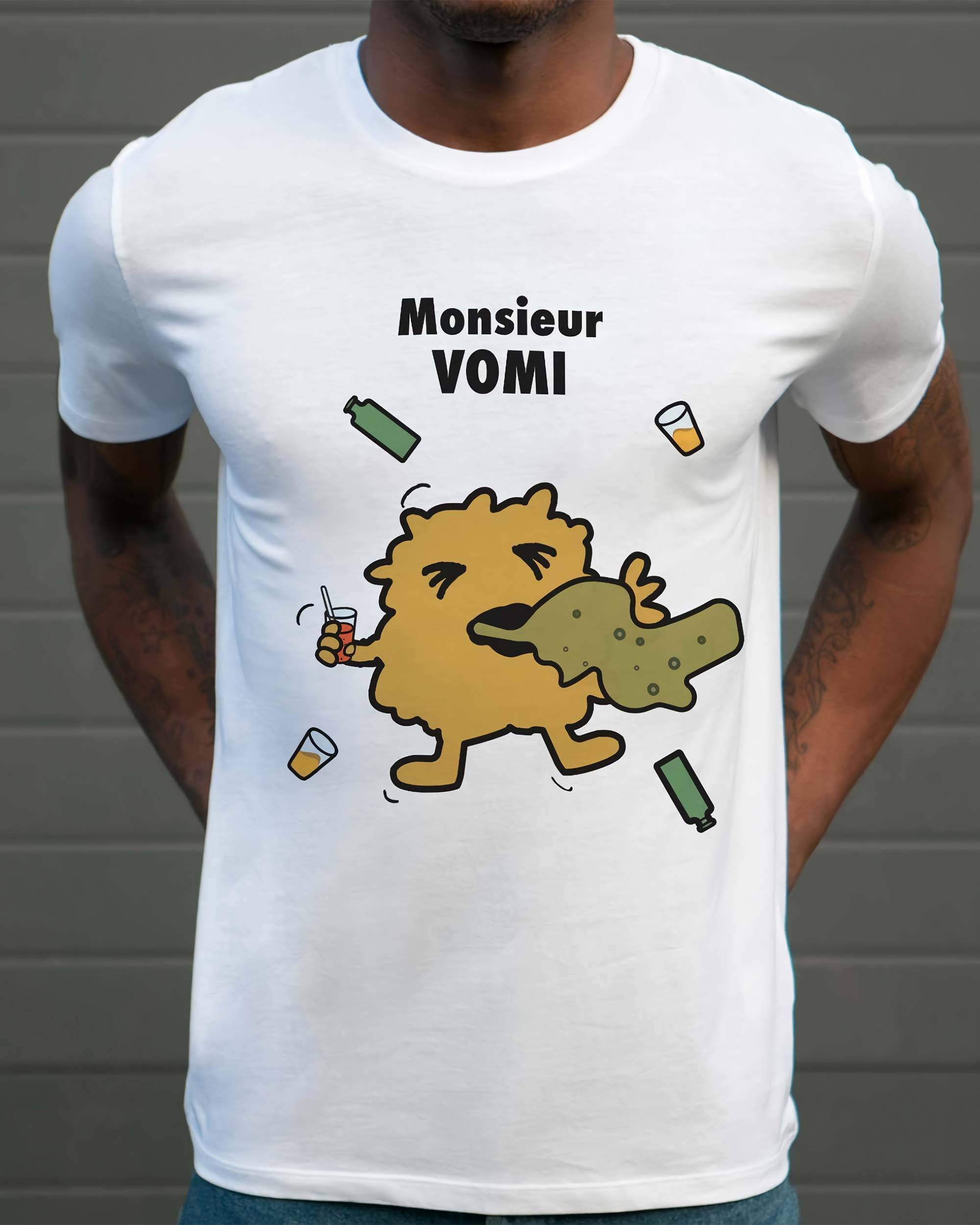 T-shirt Monsieur Vomi de couleur Blanc