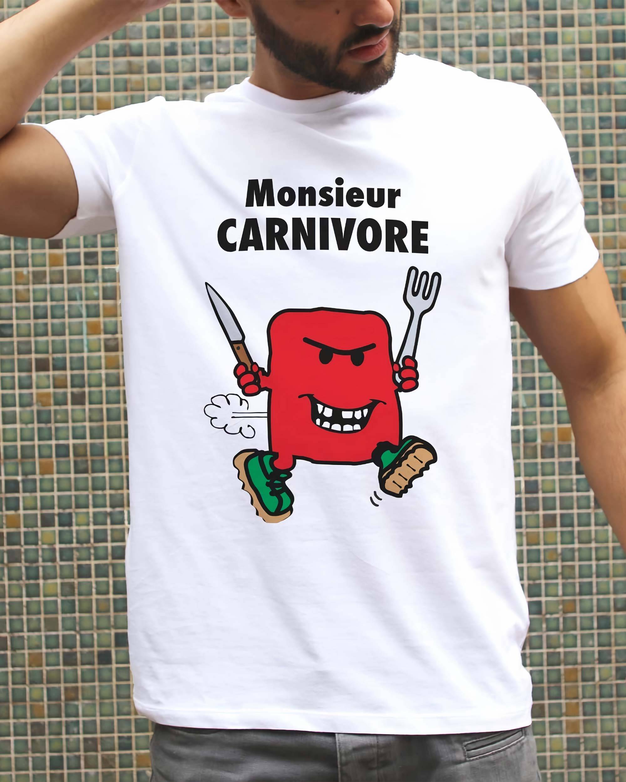 T-shirt Monsieur Carnivore de couleur Blanc