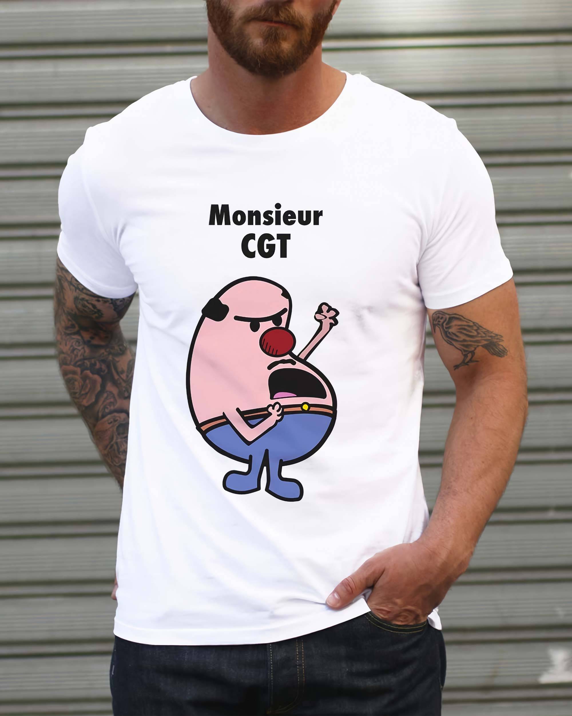 T-shirt Monsieur CGT de couleur Blanc