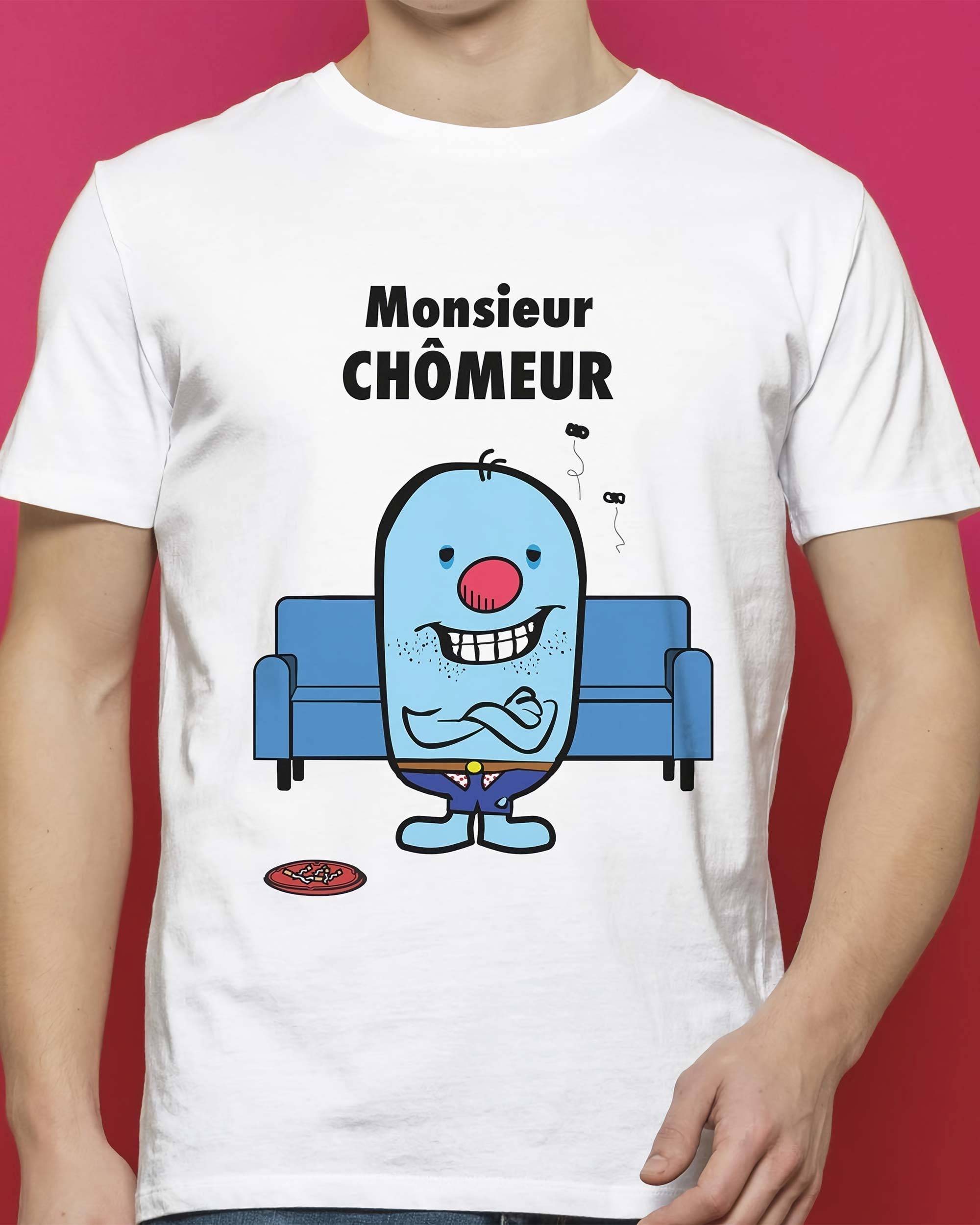 T-shirt Monsieur Chômeur de couleur Blanc
