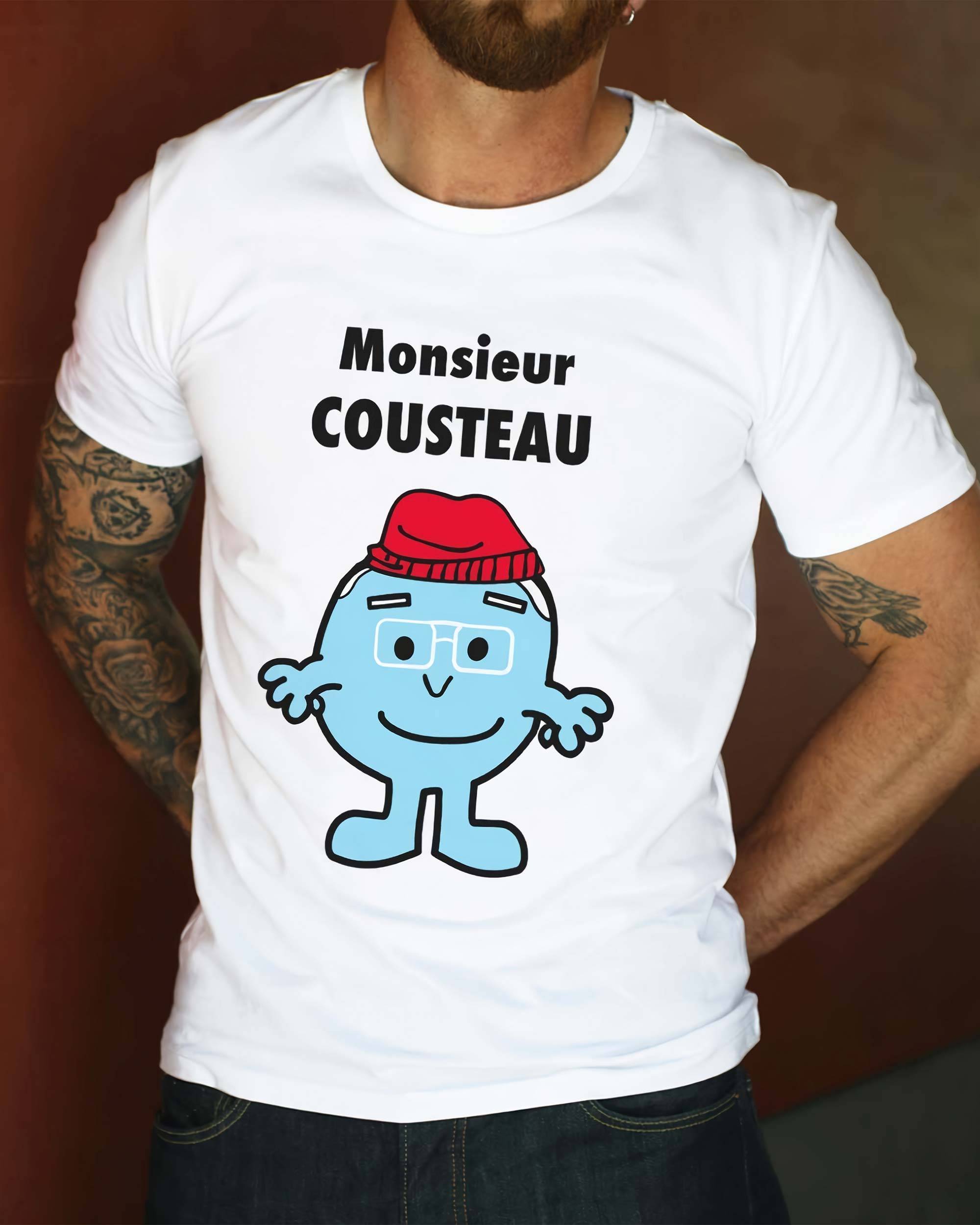 T-shirt Monsieur Cousteau de couleur Blanc