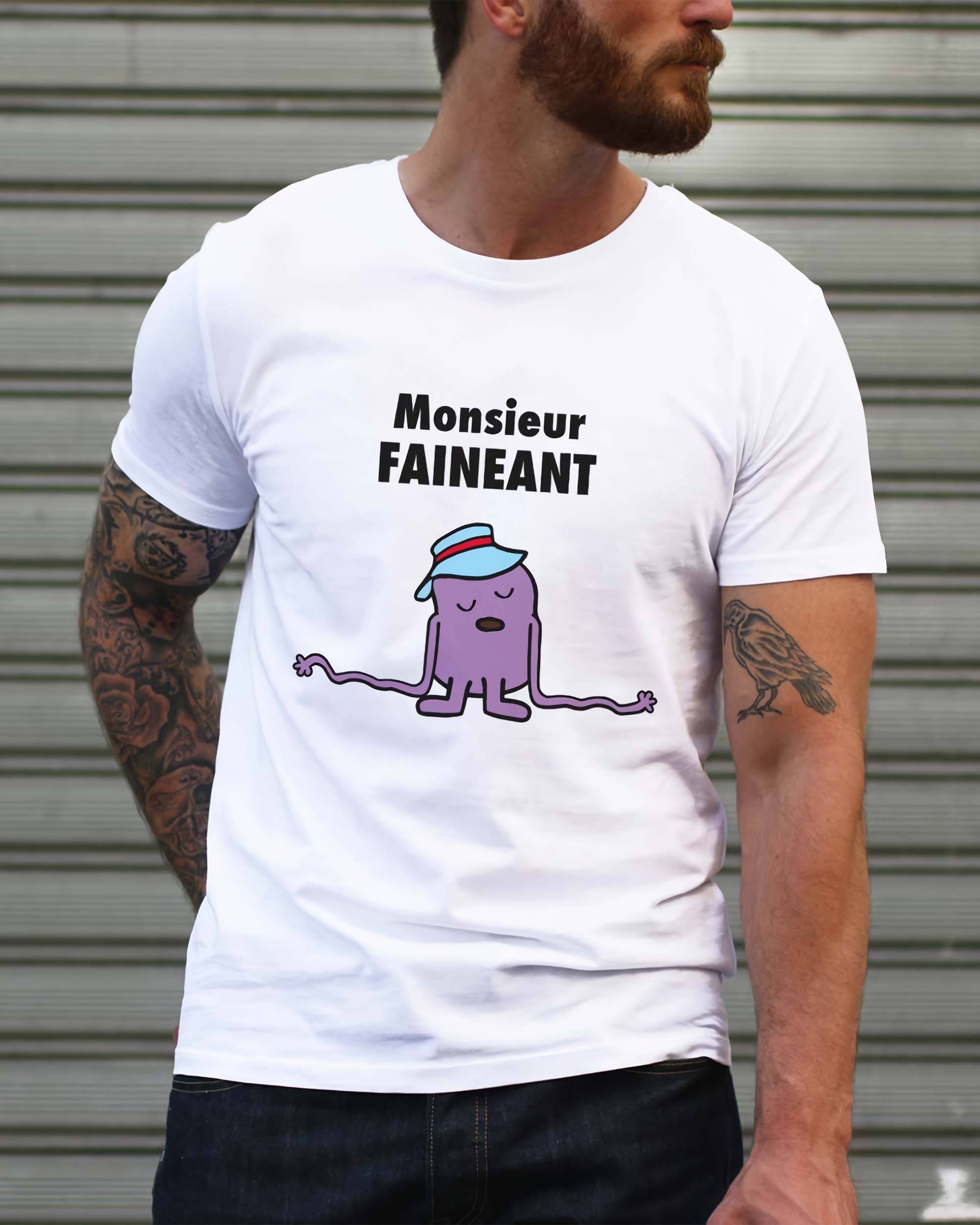 T-shirt Monsieur Fainéant de couleur Blanc