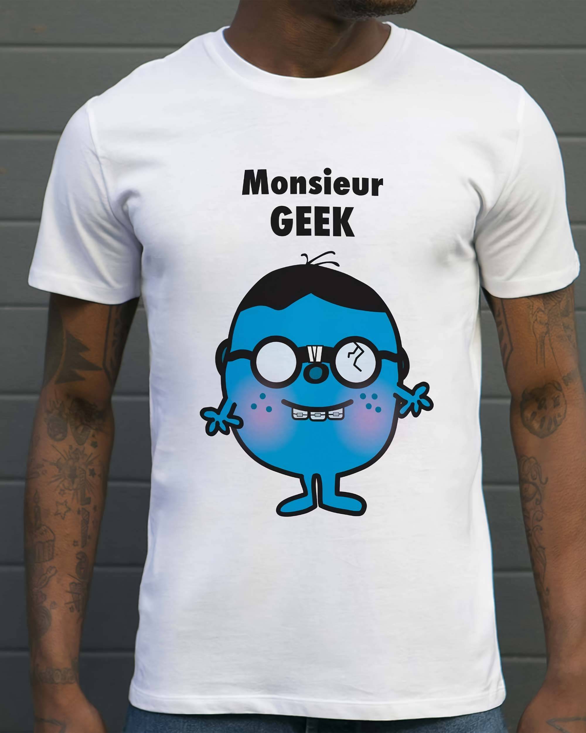 T-shirt Monsieur Geek de couleur Blanc