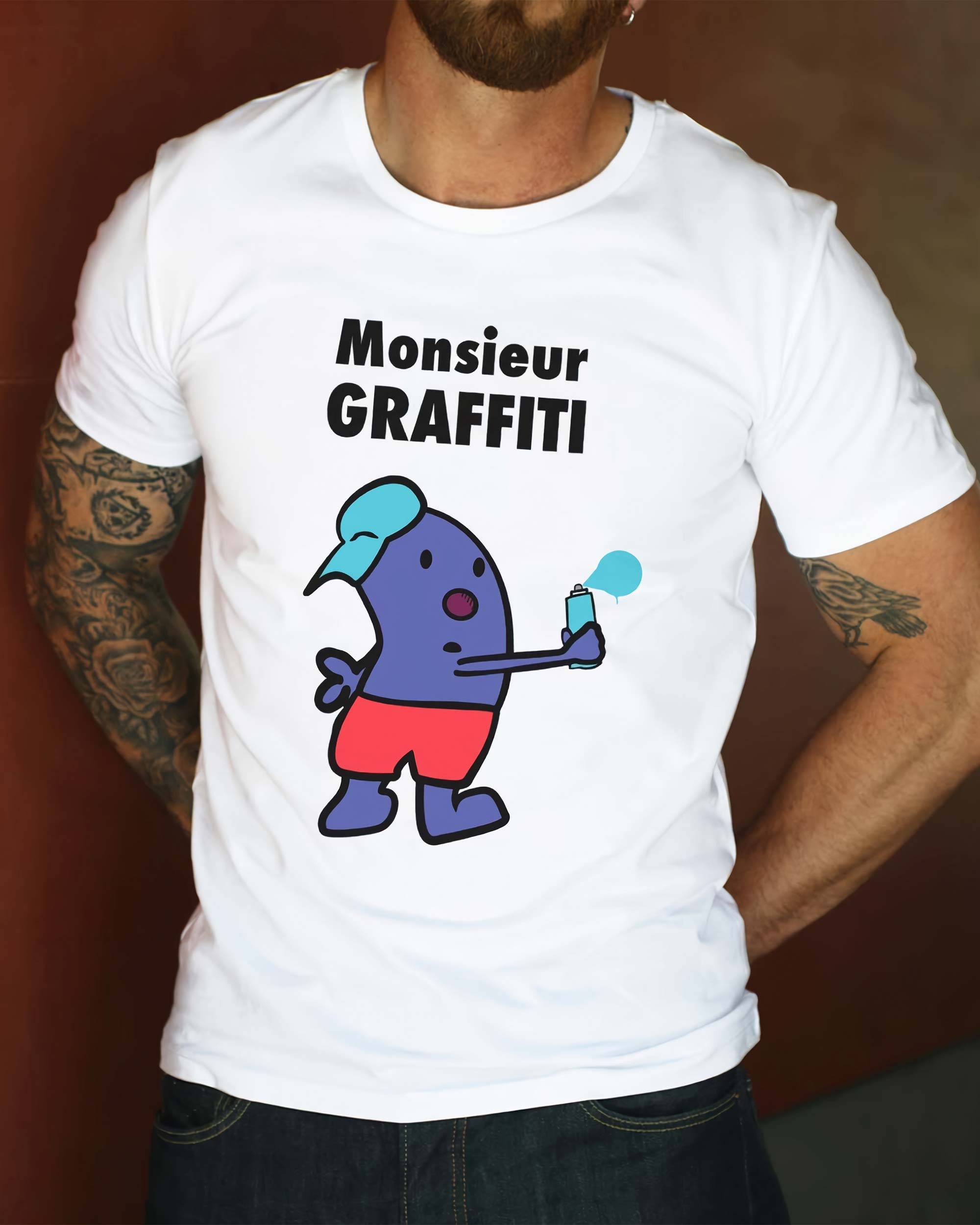 T-shirt Monsieur Graffiti de couleur Blanc