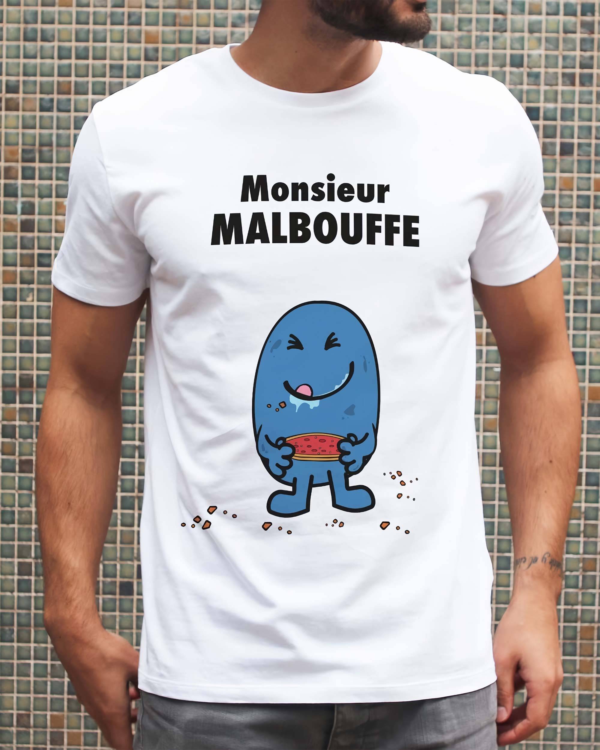 T-shirt Monsieur Malbouffe de couleur Blanc