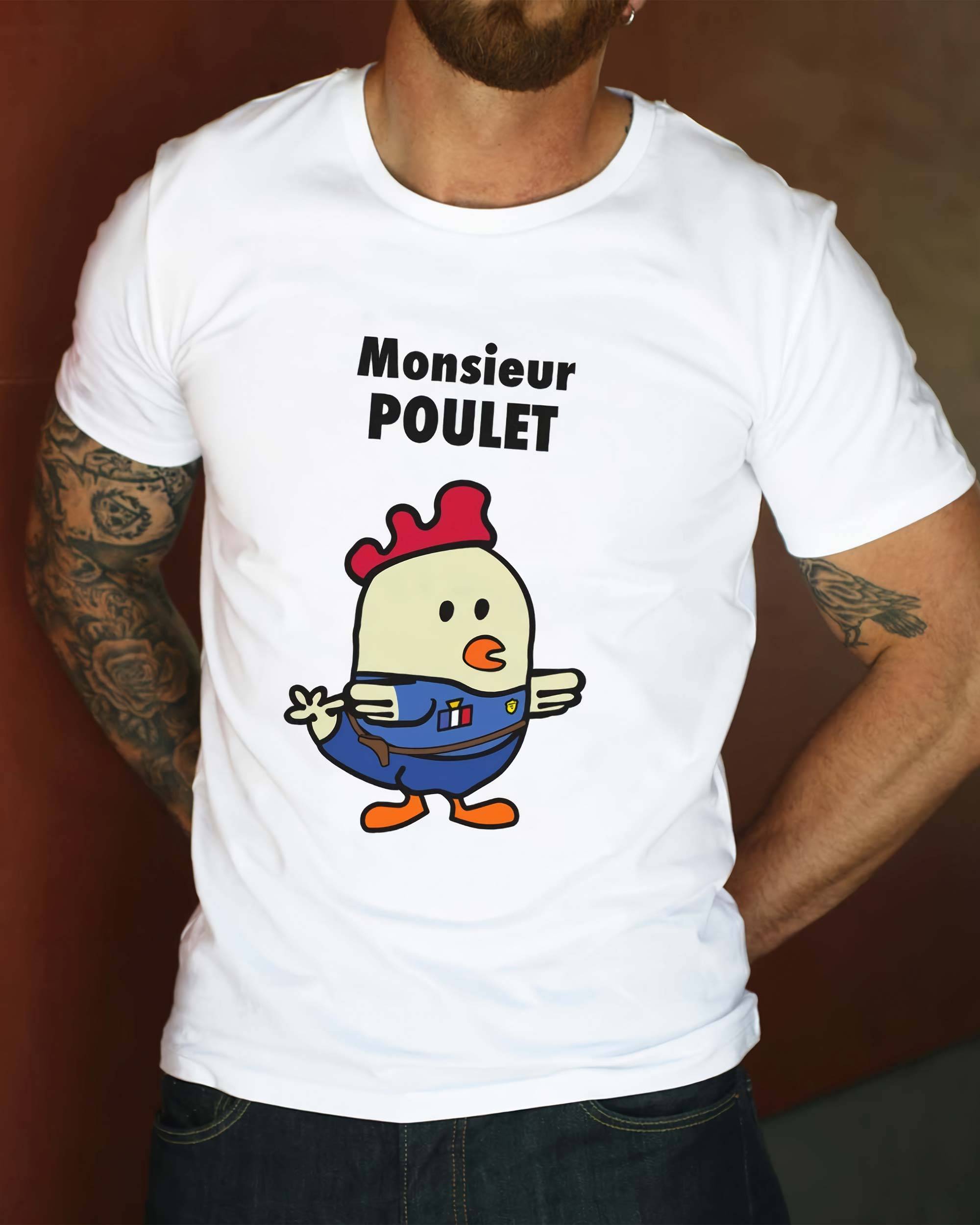 T-shirt Monsieur Poulet de couleur Blanc
