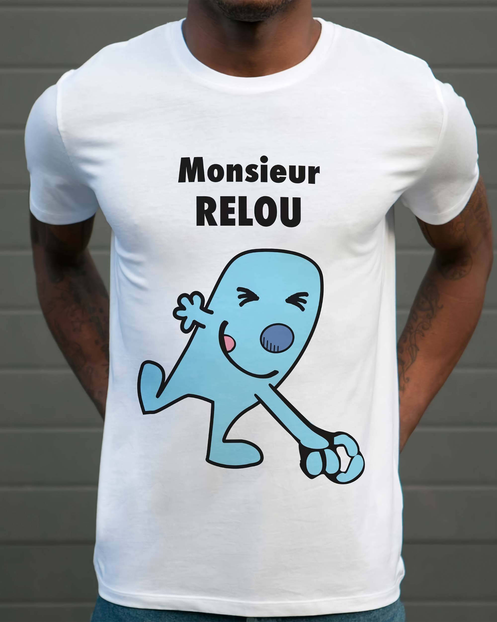 T-shirt Monsieur Relou de couleur Blanc
