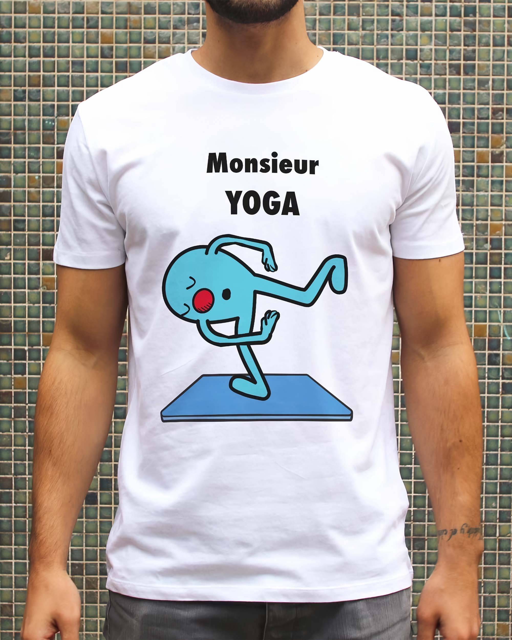 T-shirt Monsieur Yoga de couleur Blanc