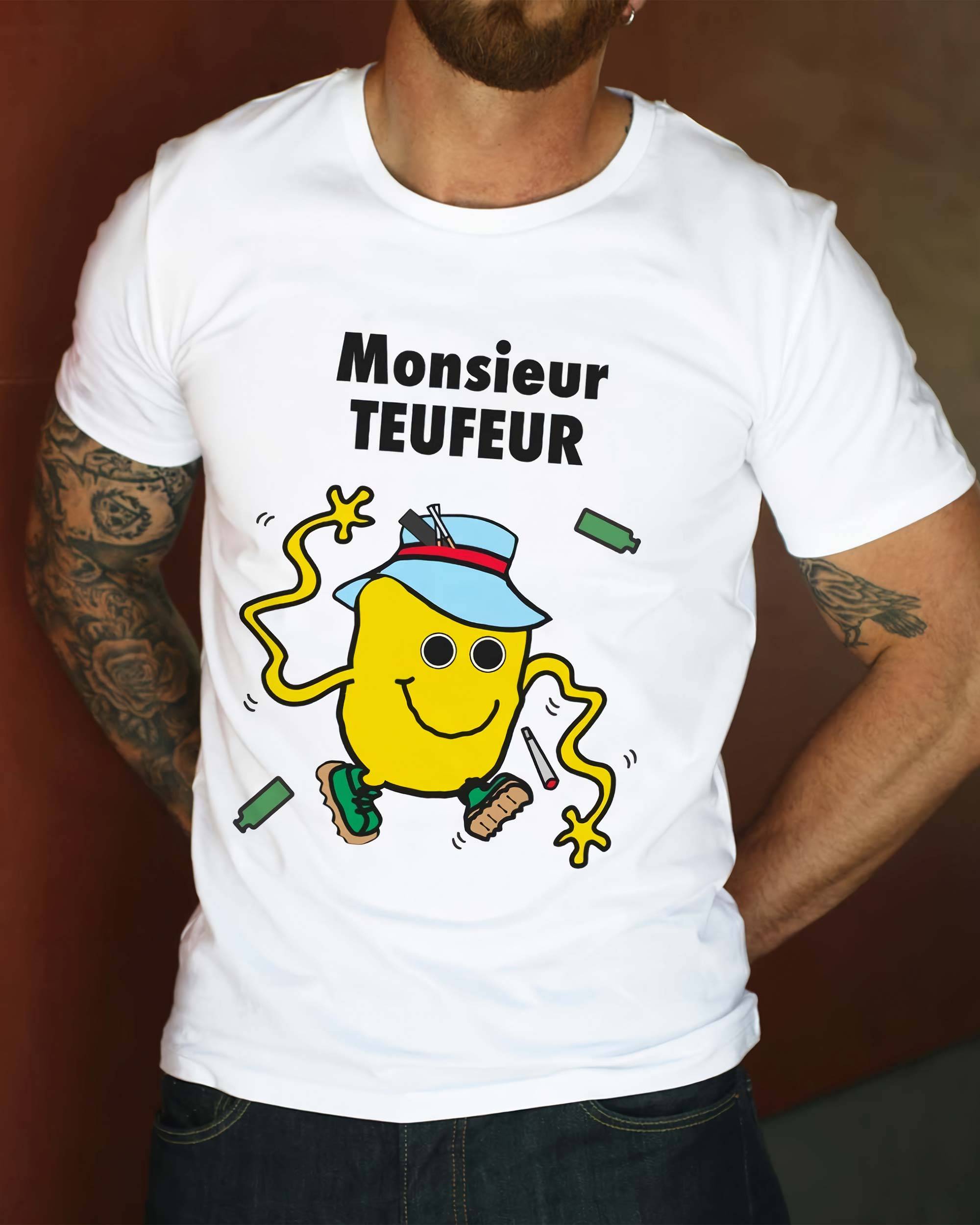 T-shirt Monsieur Teufeur de couleur Blanc
