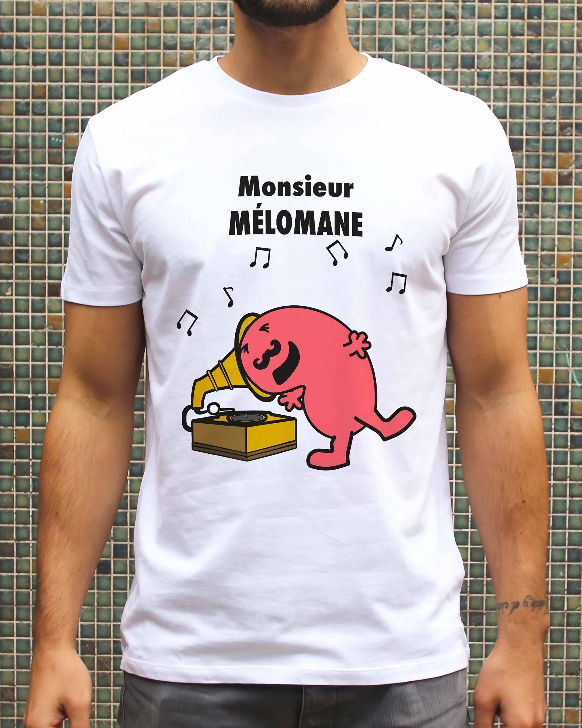 T-shirt Monsieur Mélomane de couleur Blanc
