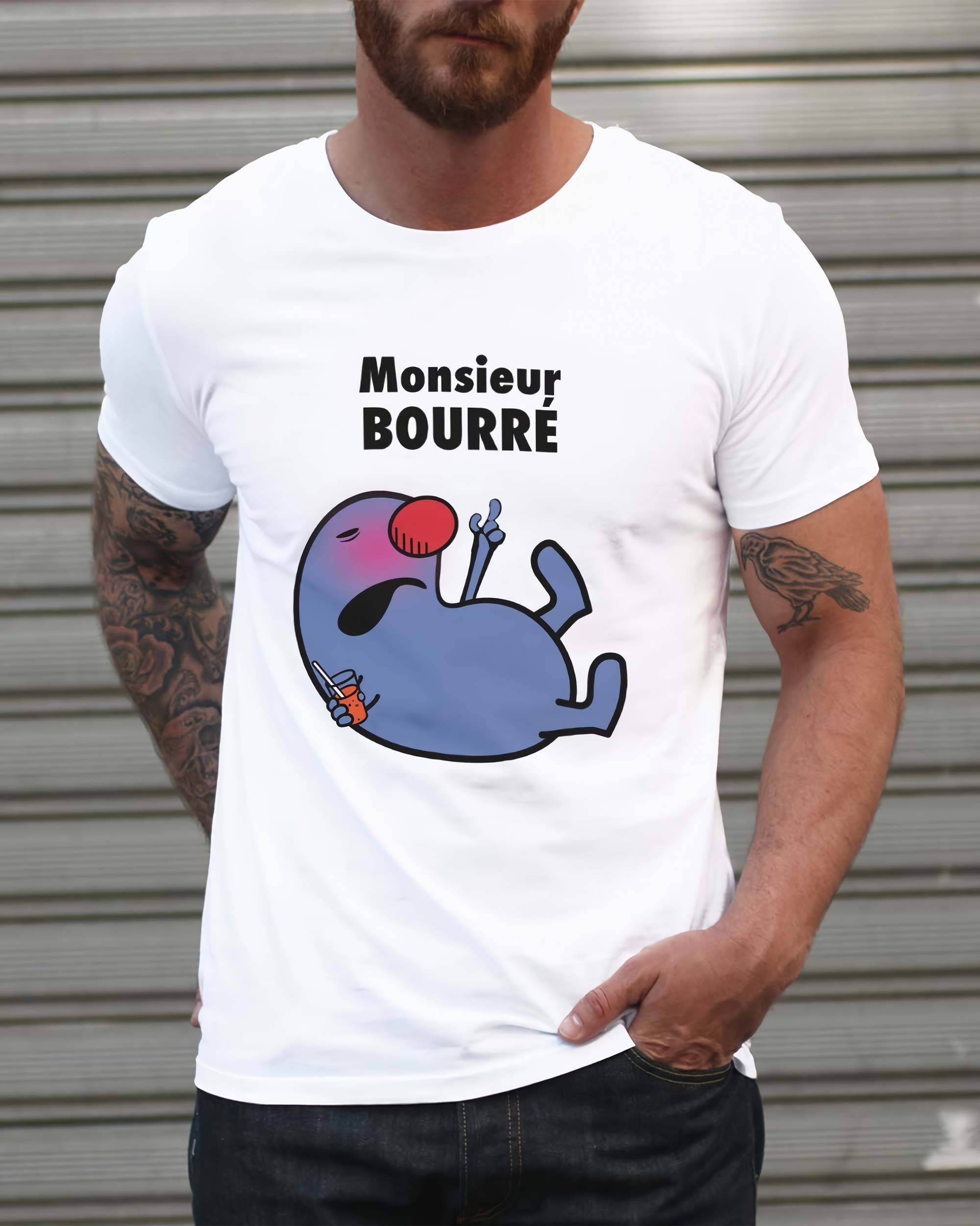 T-shirt Monsieur Bourré de couleur Blanc