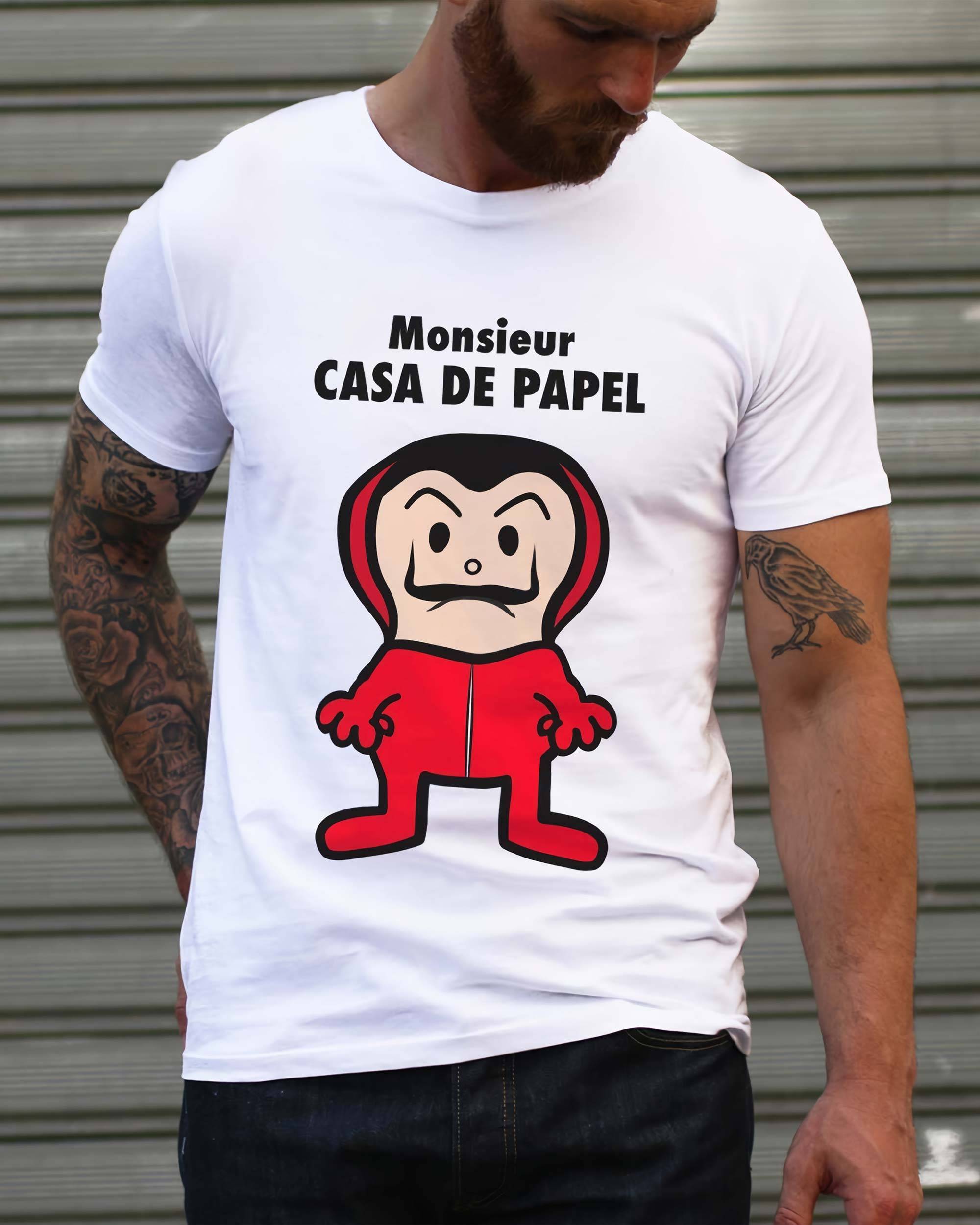 T-shirt Monsieur Casa De Papel de couleur Blanc