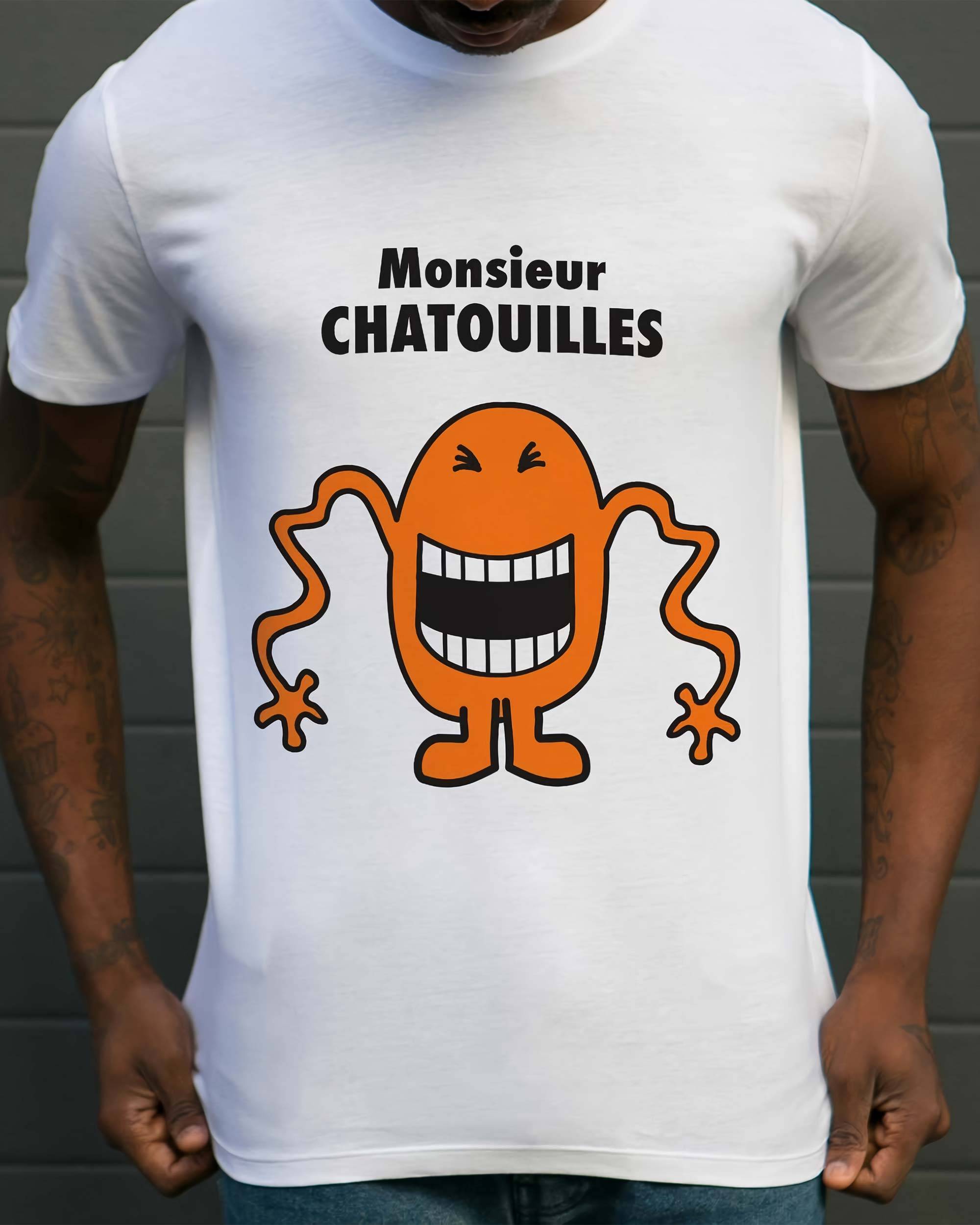 T-shirt Monsieur Chatouilles de couleur Blanc