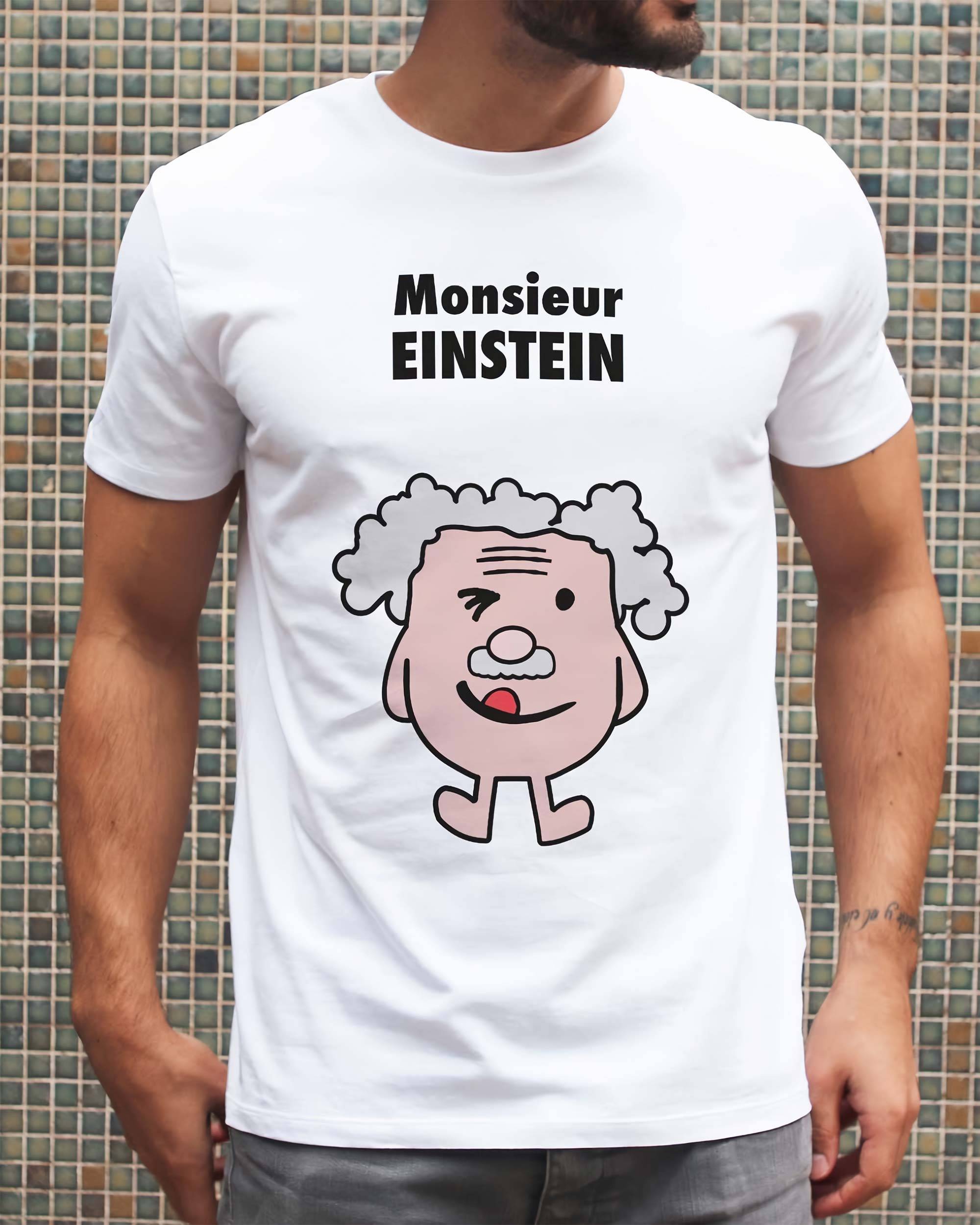 T-shirt Monsieur Einstein de couleur Blanc