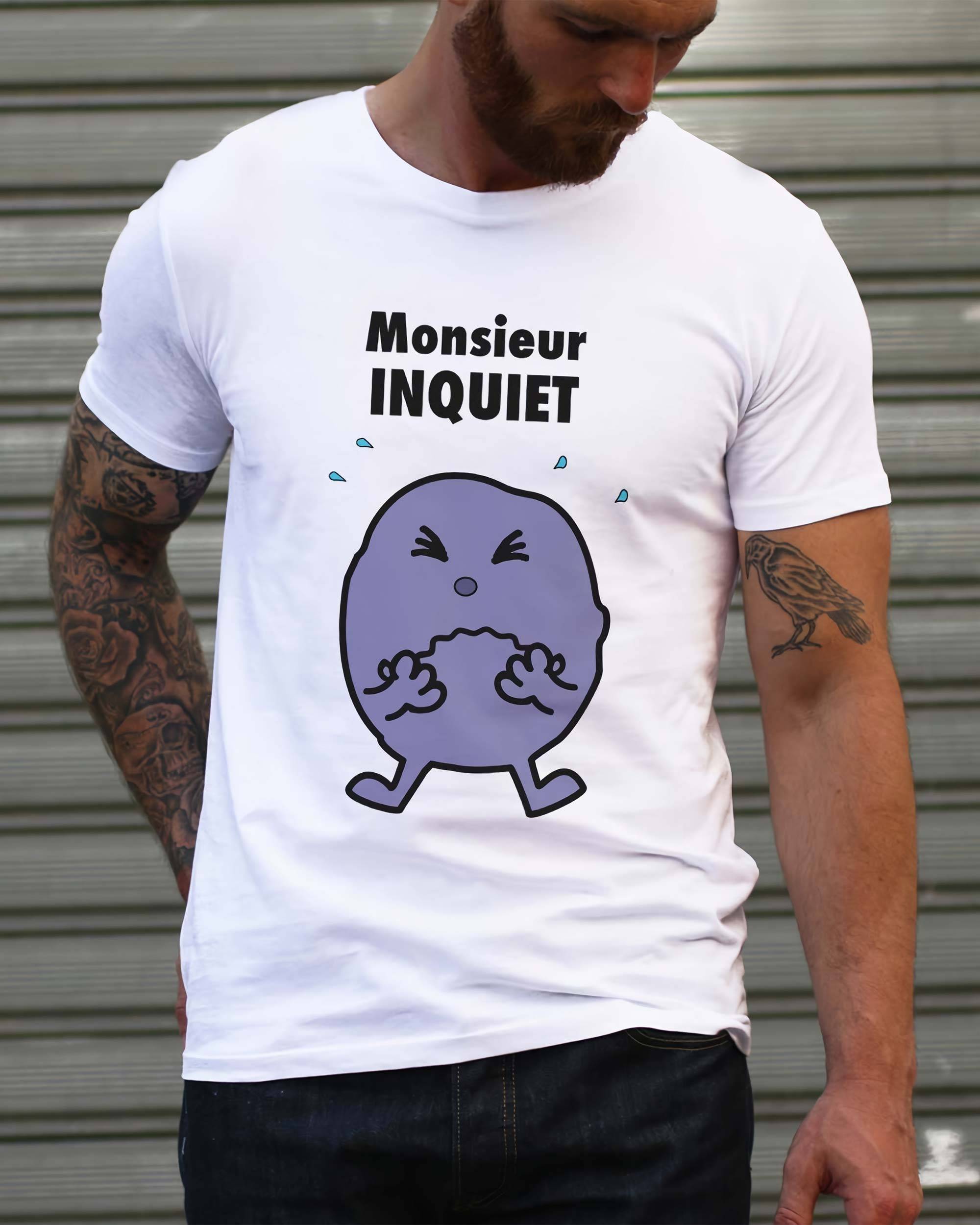 T-shirt Monsieur Inquiet de couleur Blanc