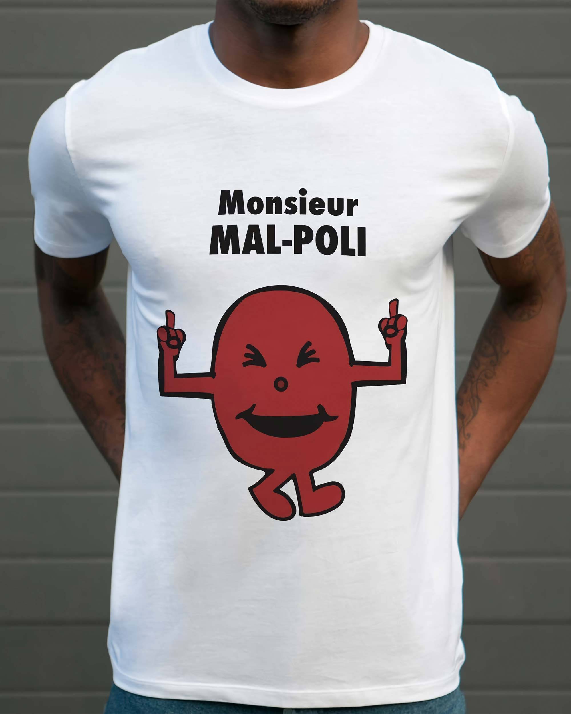 T-shirt Monsieur Malpoli de couleur Blanc